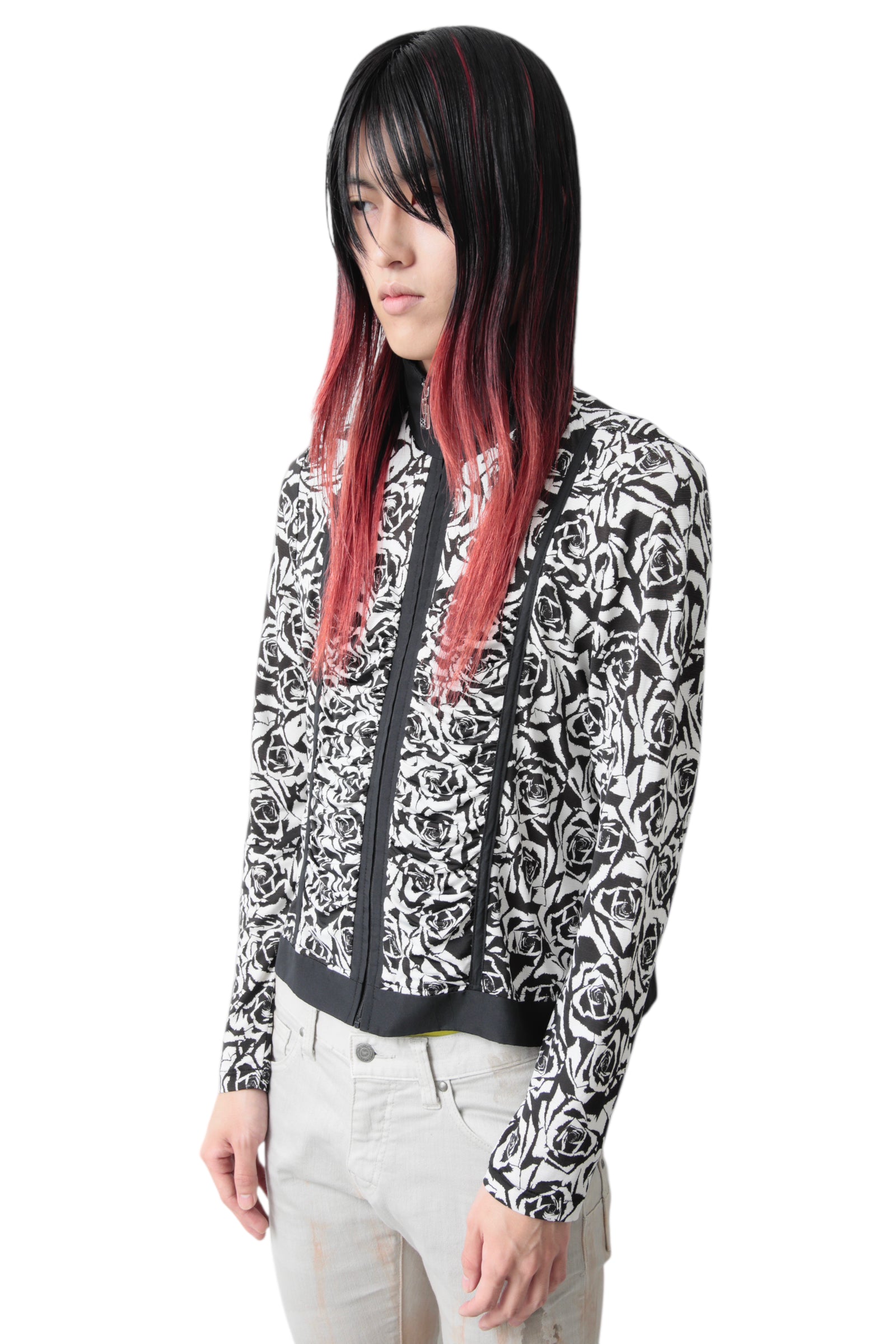 ROSE GRAPHIC ZIP UP BLOUSON