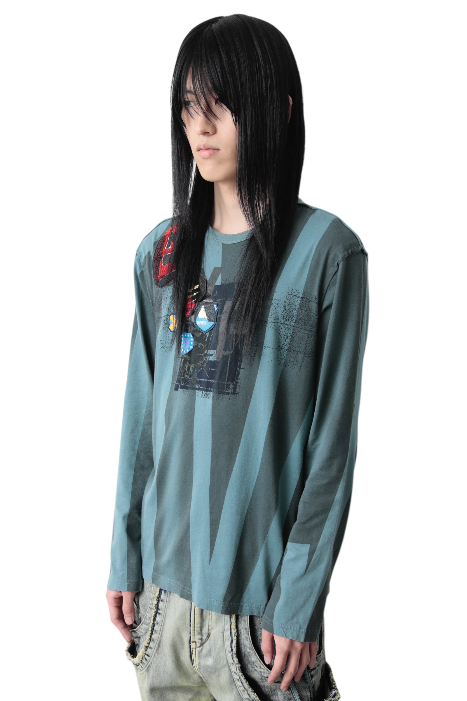 PATCH STRIPE LONG SLEEVE T-SHIRT