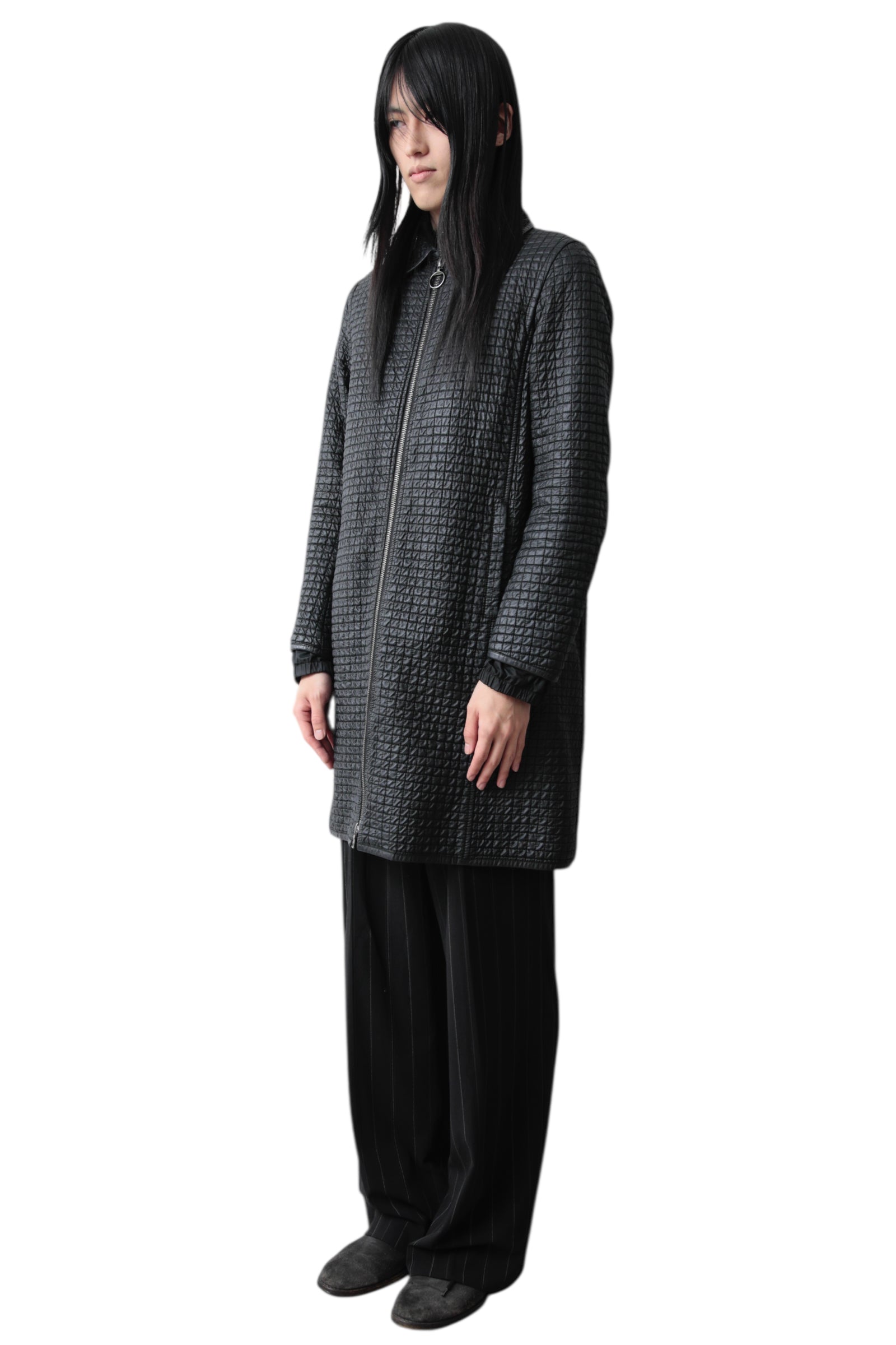 PRADA SPORT LEATHER PIPING QUILTING COAT