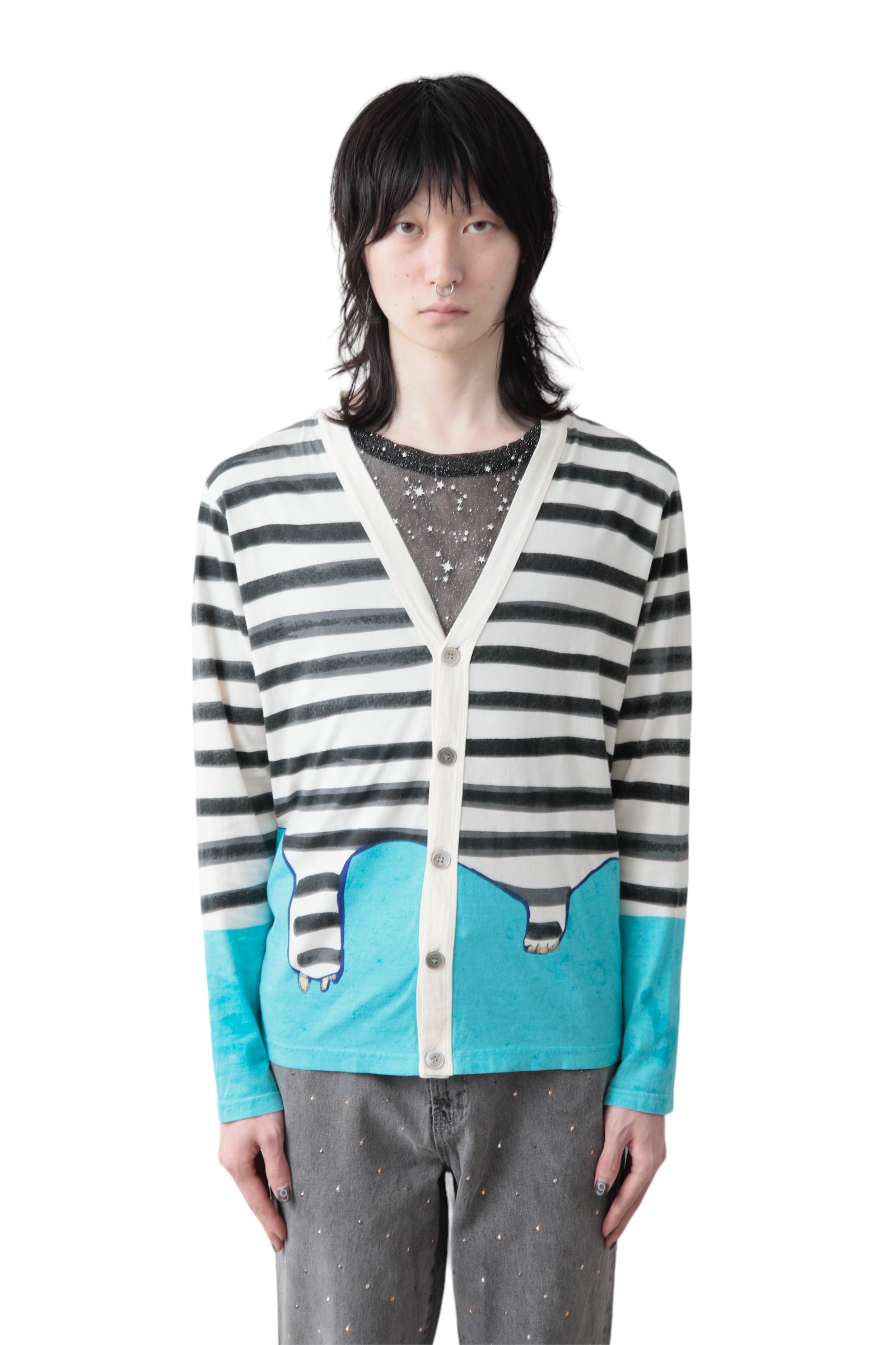 TSUMORI CHISATO HAND DRAWING BORDER CARDIGAN