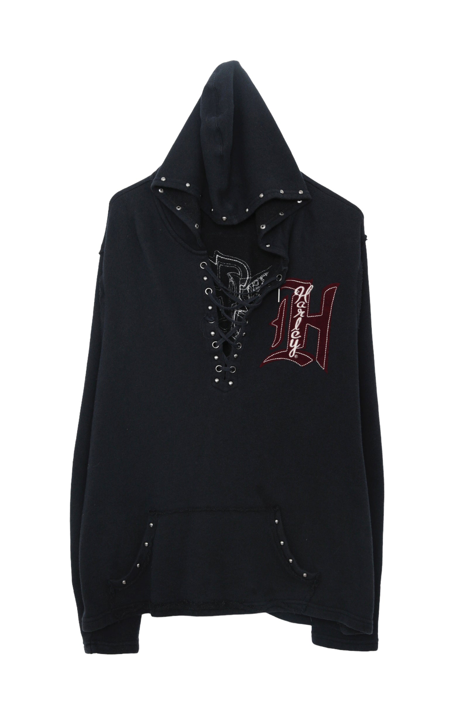 EMBROIDERY LACE UP HOODIE