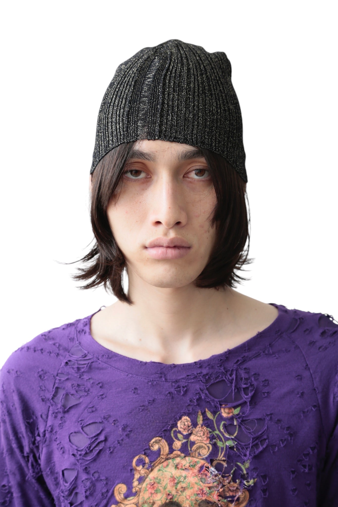 ROBERTO CAVALLI LAME KNIT BEANIE