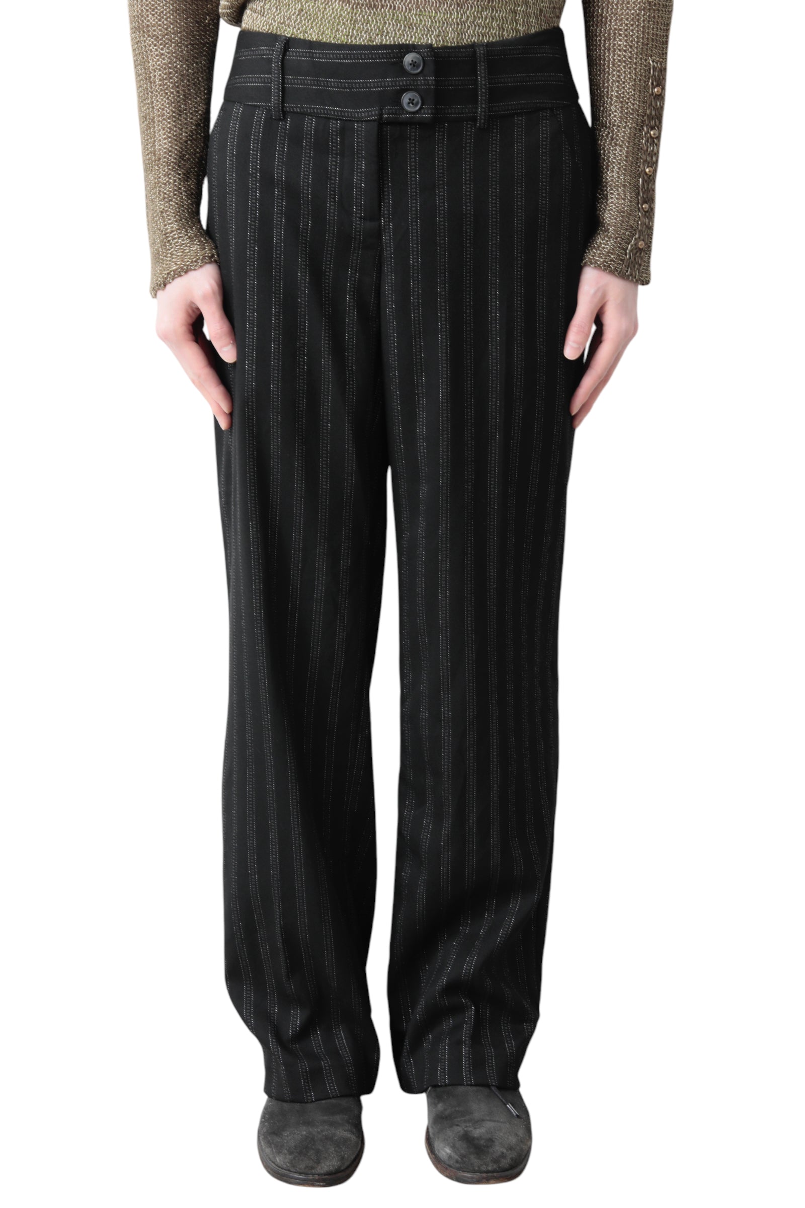 LAME STRIPE FLARE SLACKS
