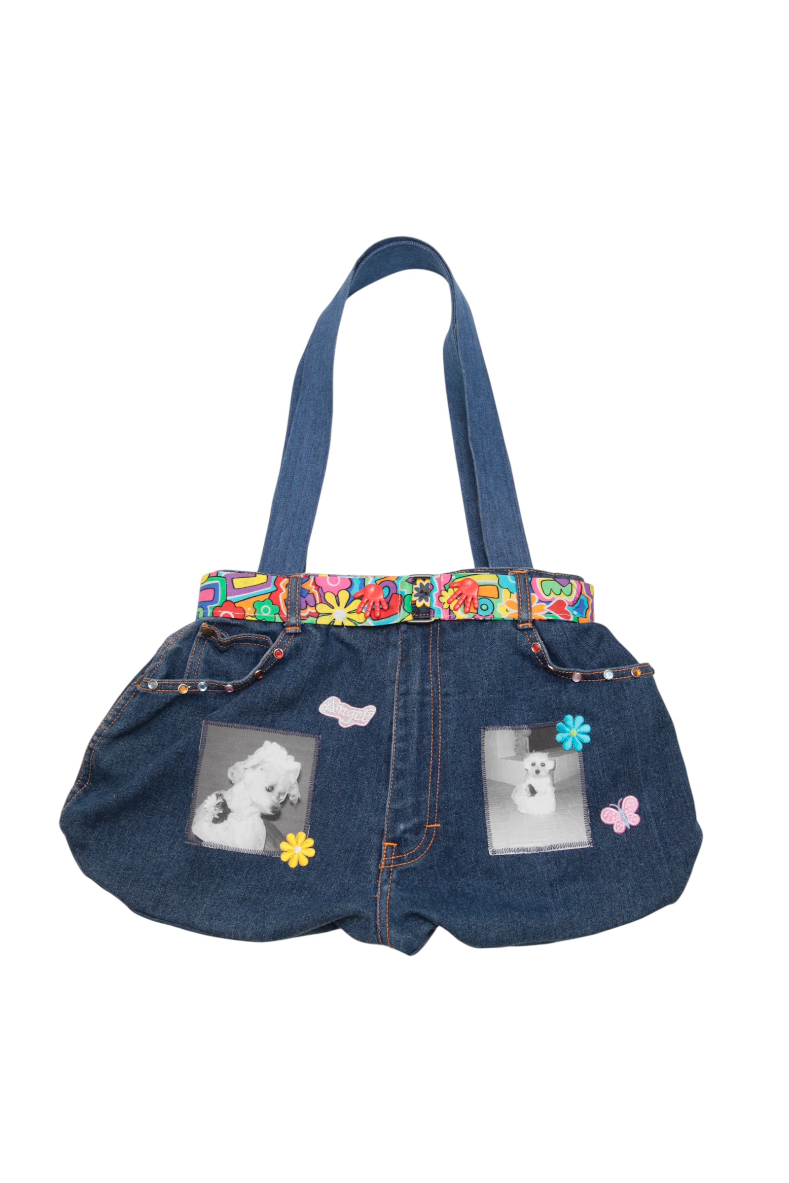 HIPPIE MOTIF DENIM HAND BAG