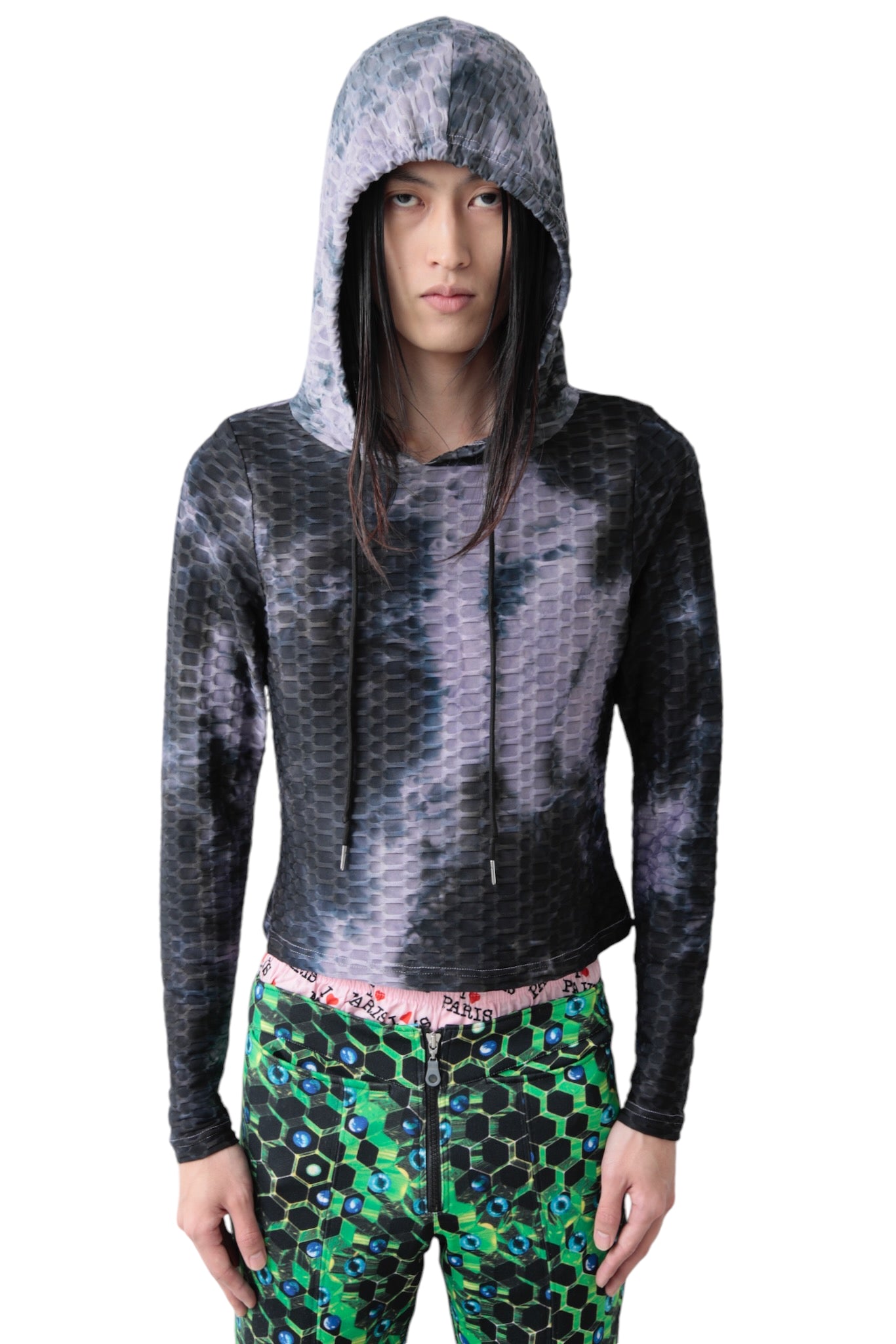 TIE DYE CROPPED HOODIE