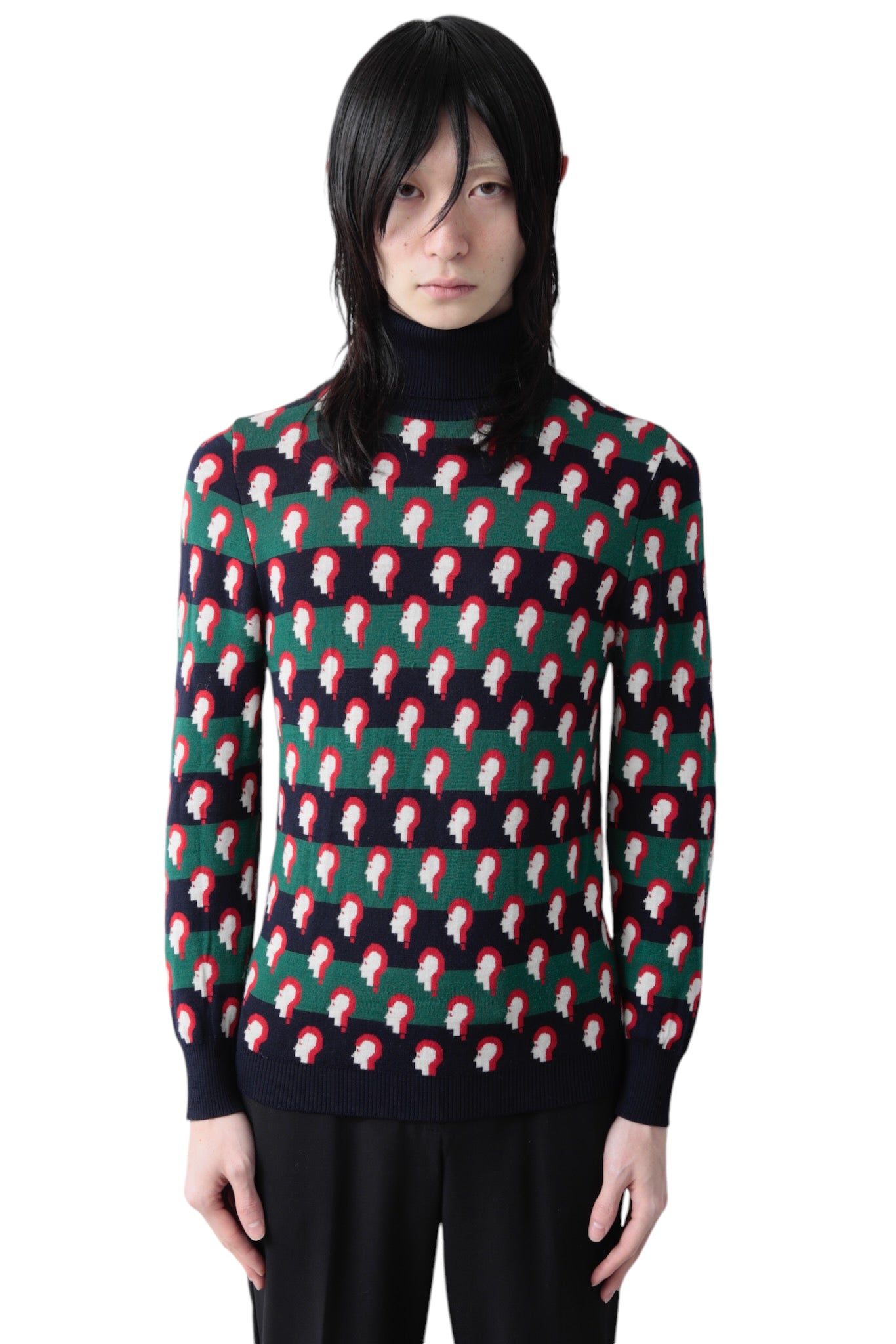 RAF SIMONS MOHAWK PATTERNED TURTLENECK SWEATER