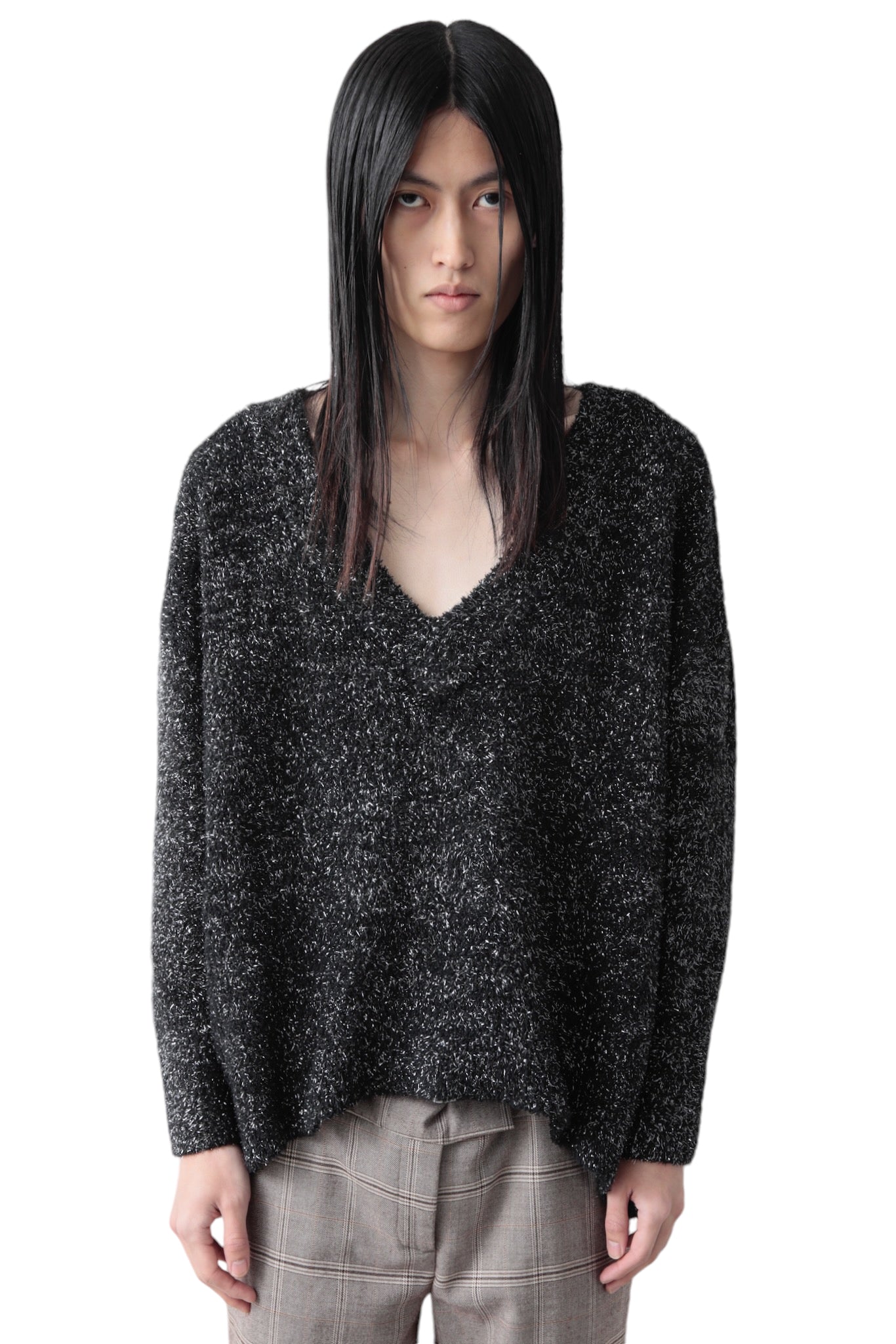 V-NECK LAME SWEATER