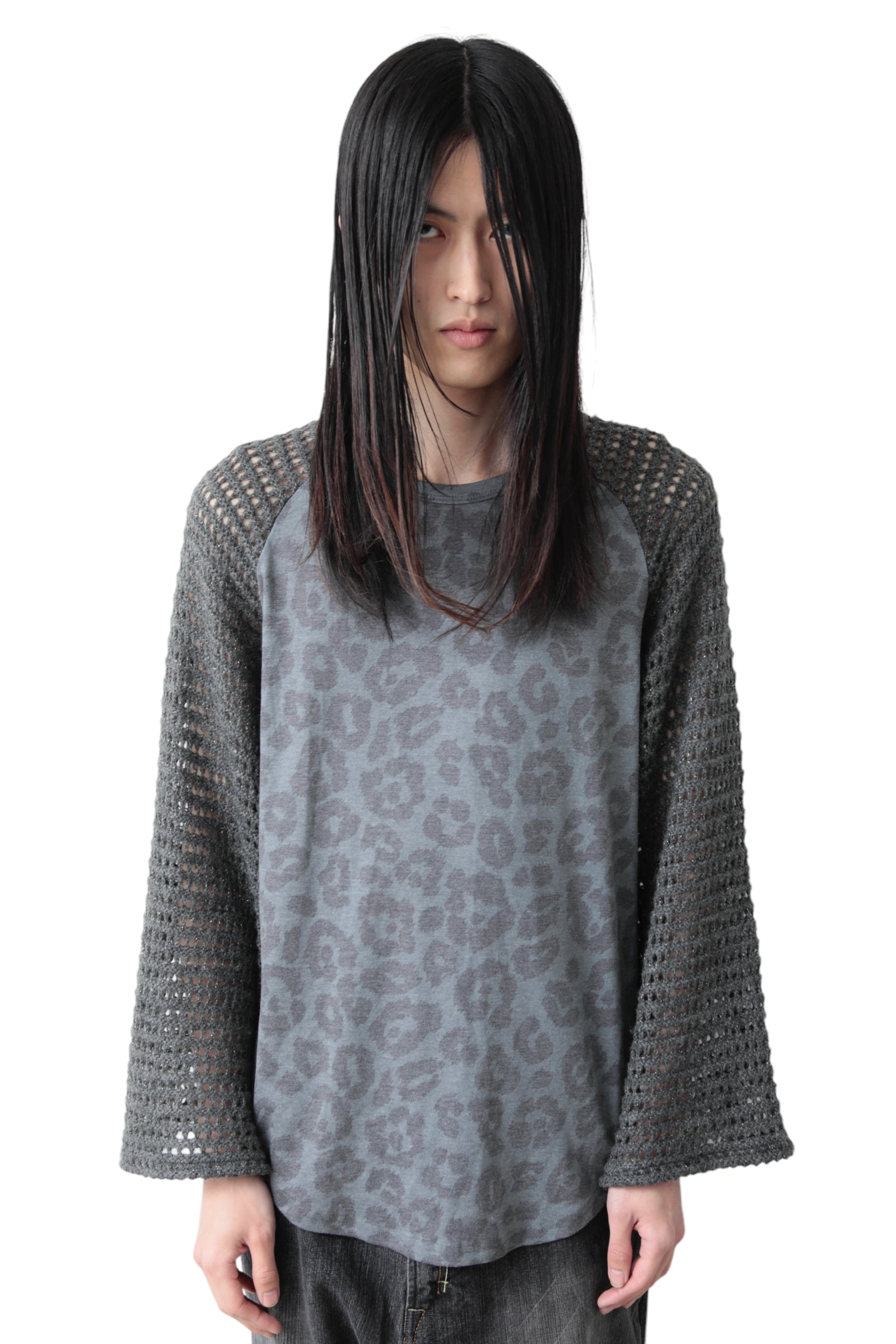 LEOPARD SWITCHING LOW GAUGE SWEATER