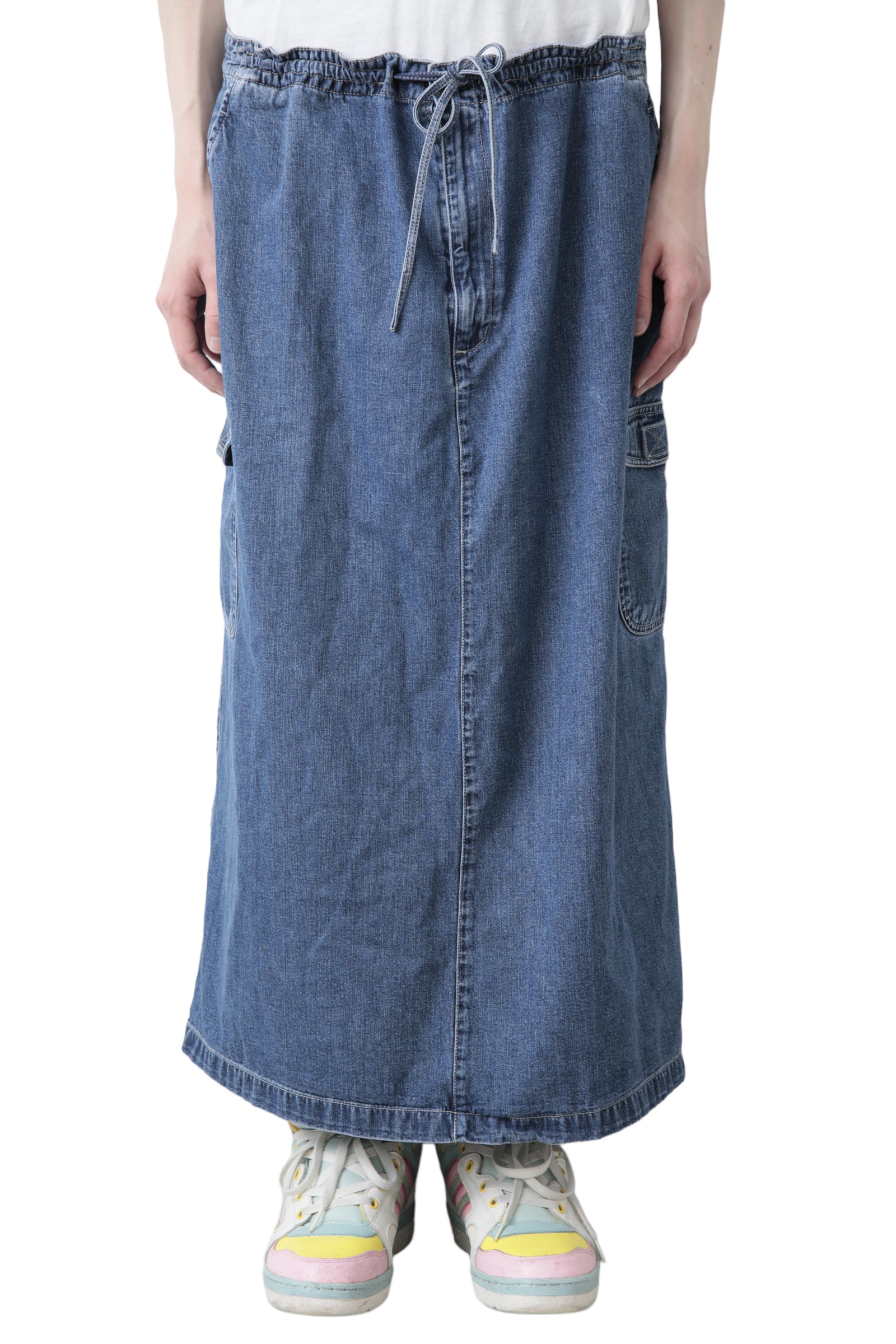 DENIM DRAPE SKIRT