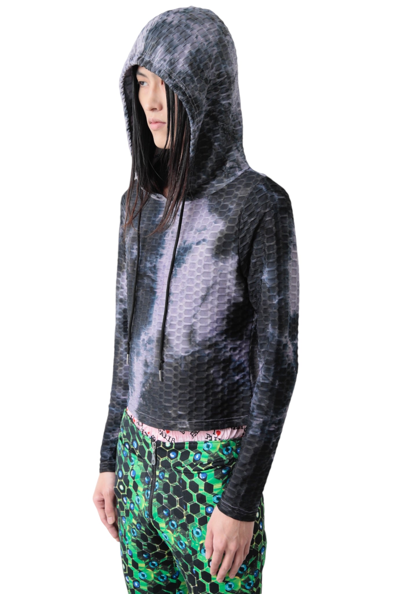 TIE DYE CROPPED HOODIE