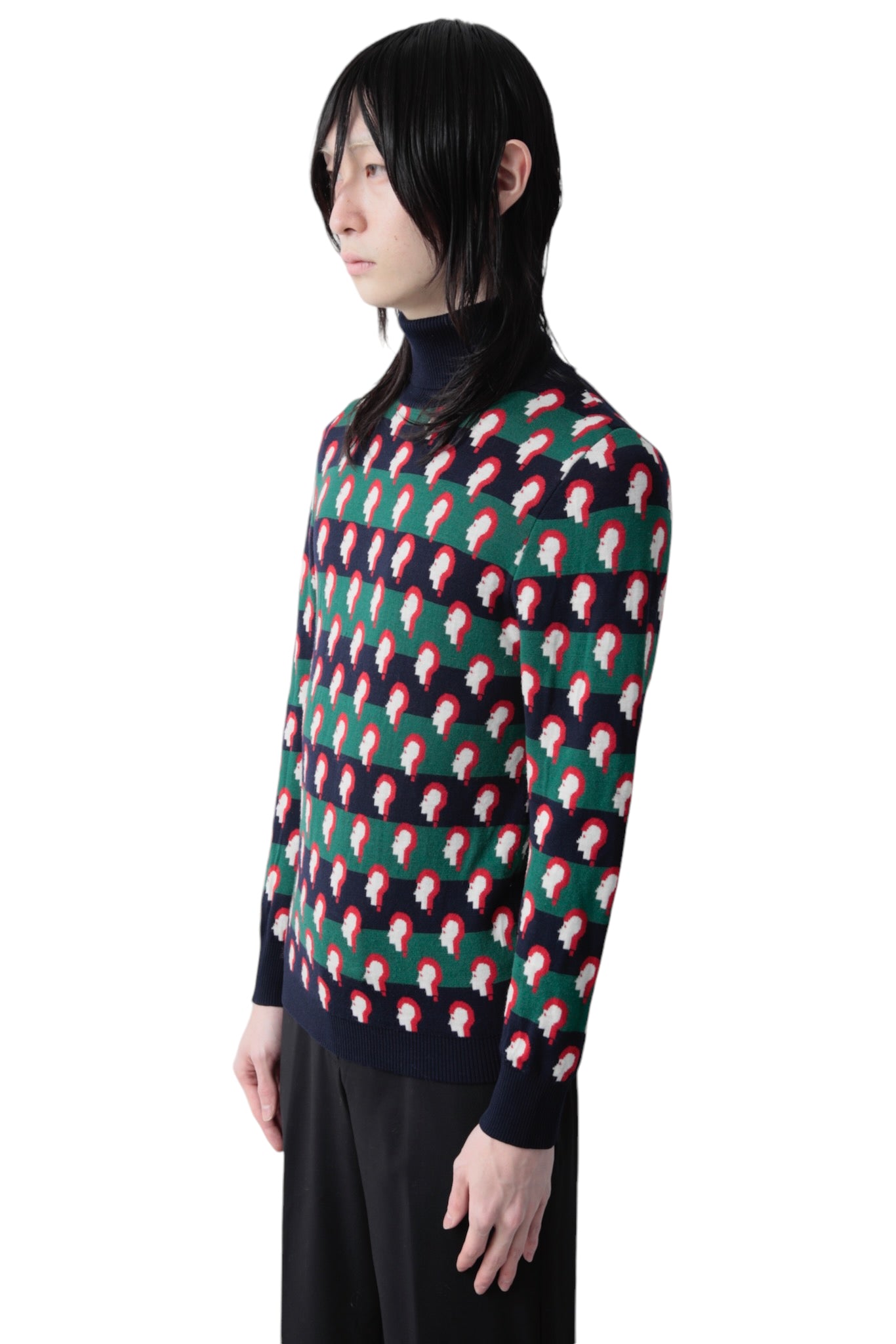 RAF SIMONS MOHAWK PATTERNED TURTLENECK SWEATER