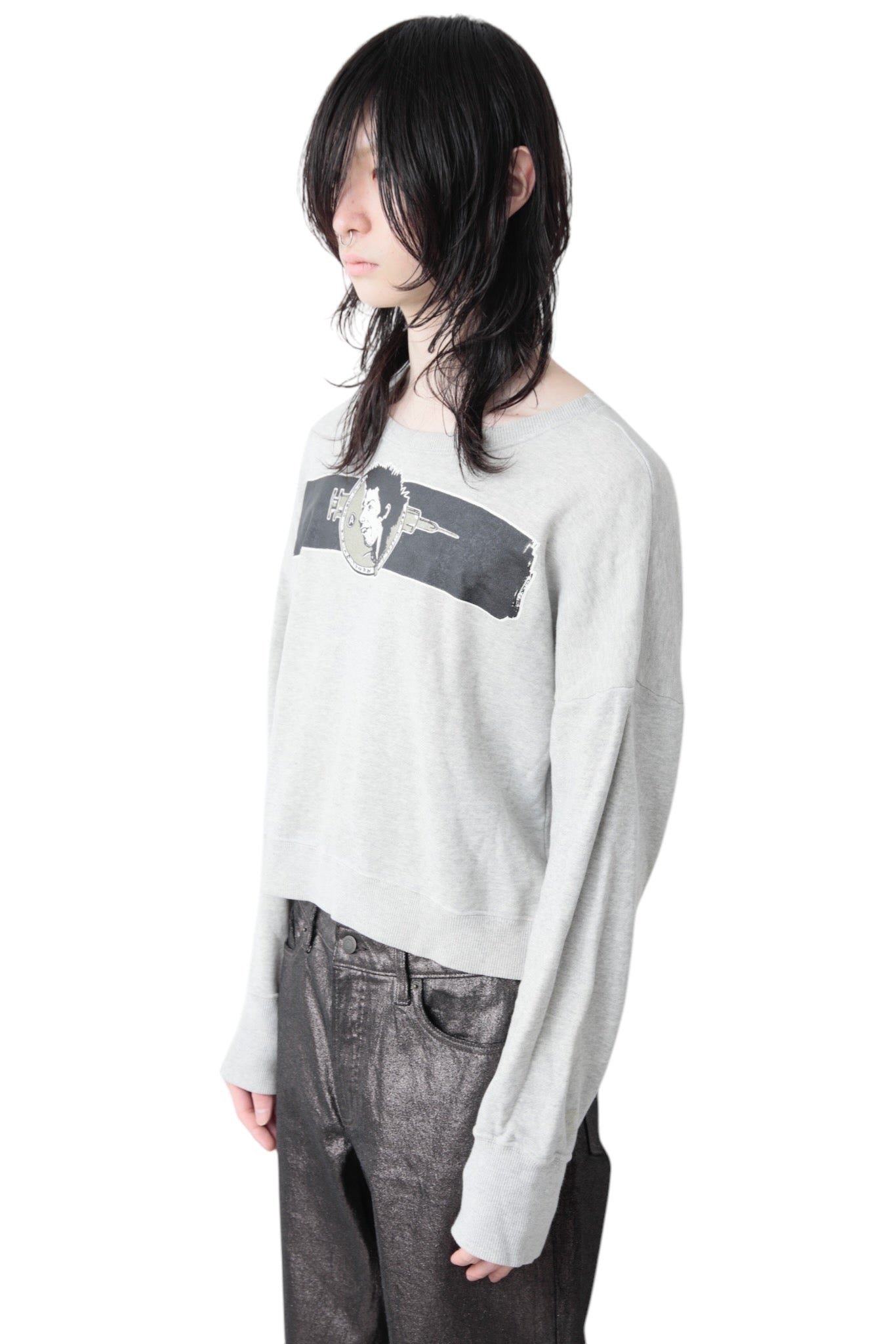 HYSTERIC GLAMOUR CROPPED GRAPHIC SWEAT TOP