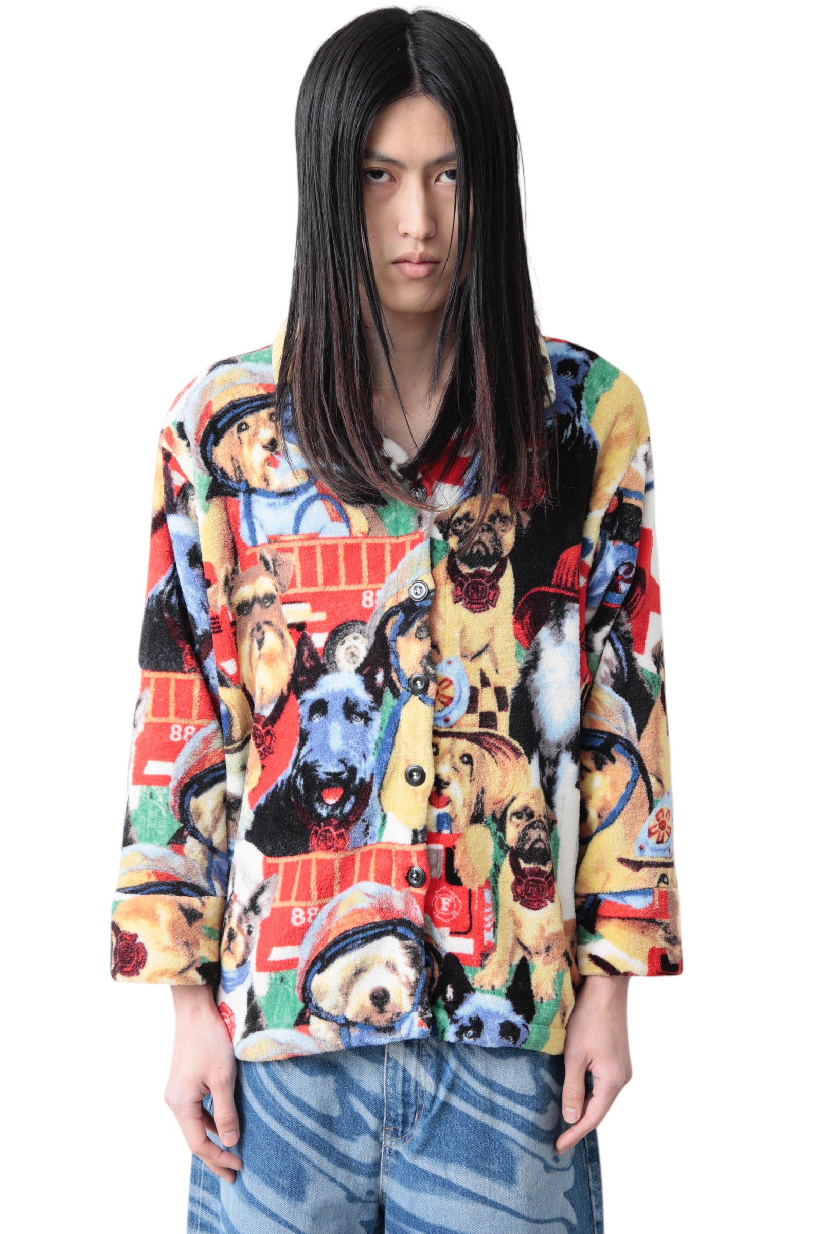 DOG PATTERNED FLEECE BLOUSON