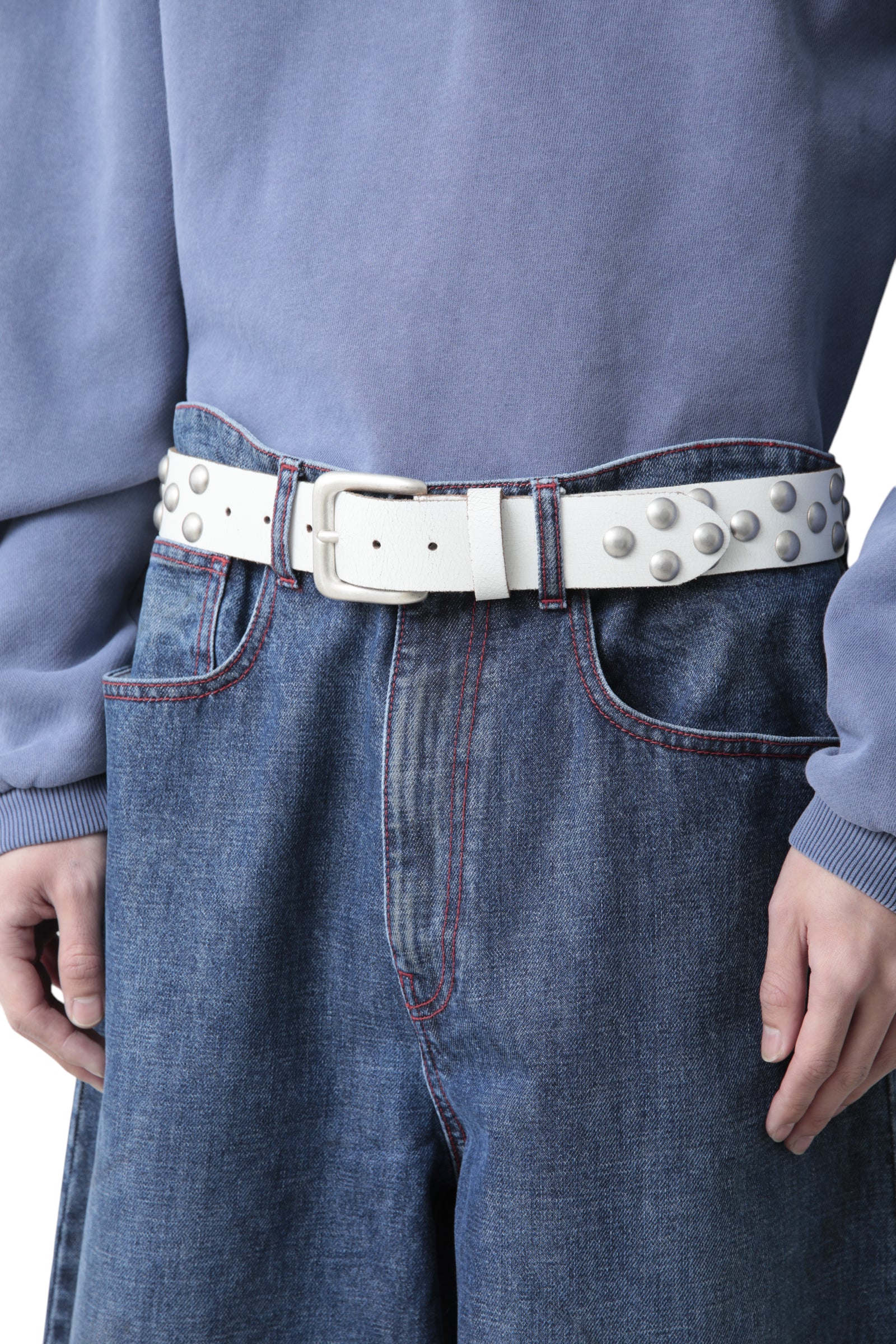 ERL DISTRESSED RIVET BELT LEATHER