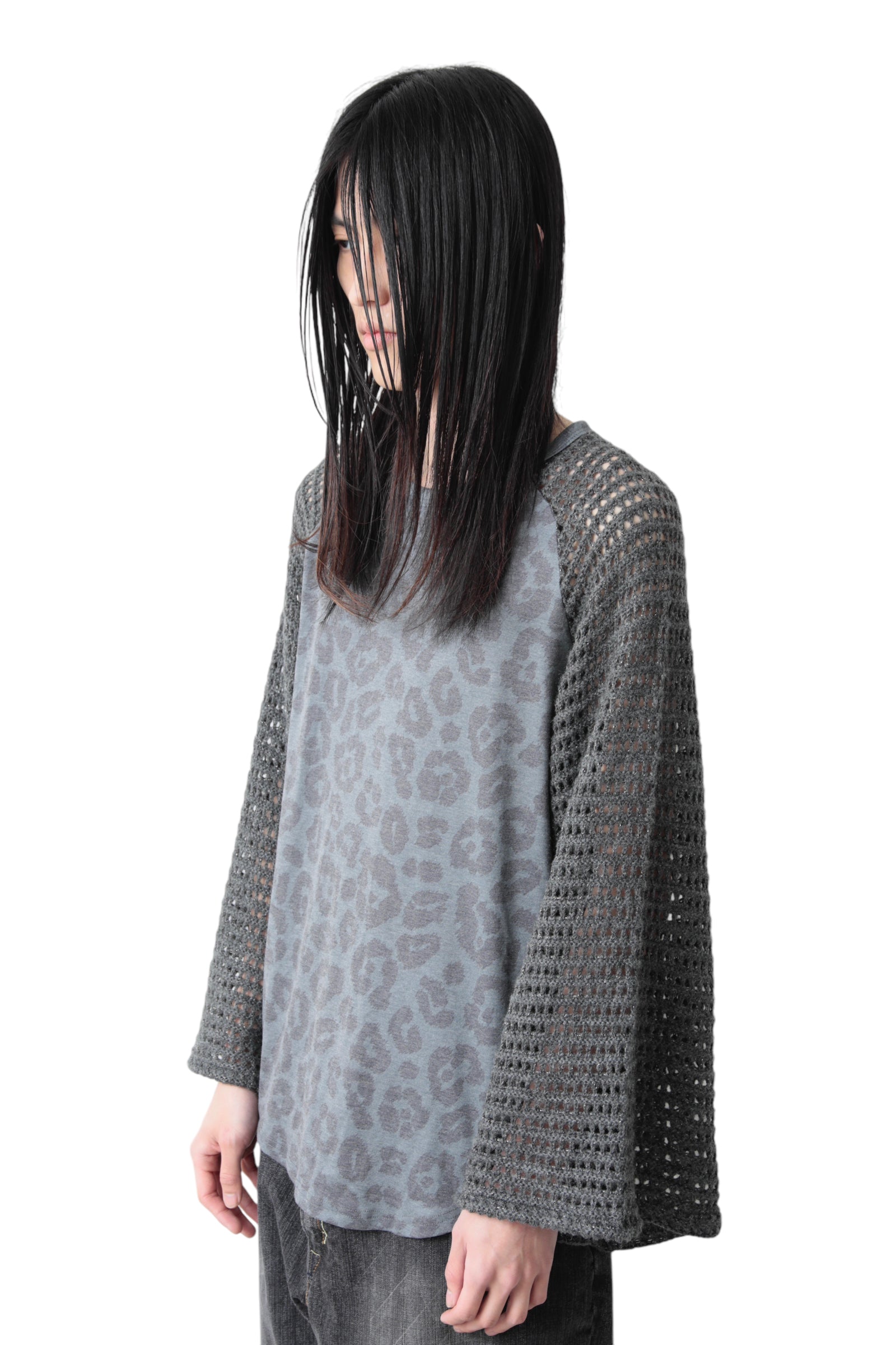 LEOPARD SWITCHING LOW GAUGE SWEATER