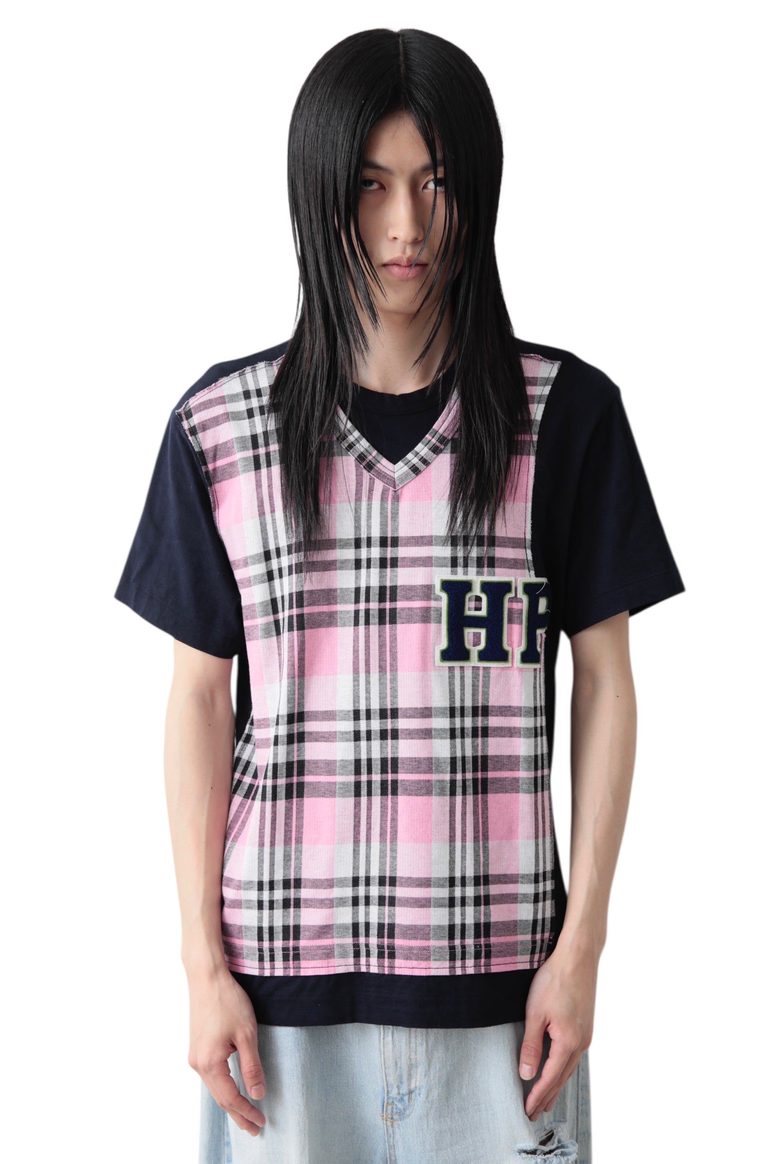 AD2009 COMME DES GARCONS HOMME PLUS FAKE LAYERED CHECK VEST T-SHIRT