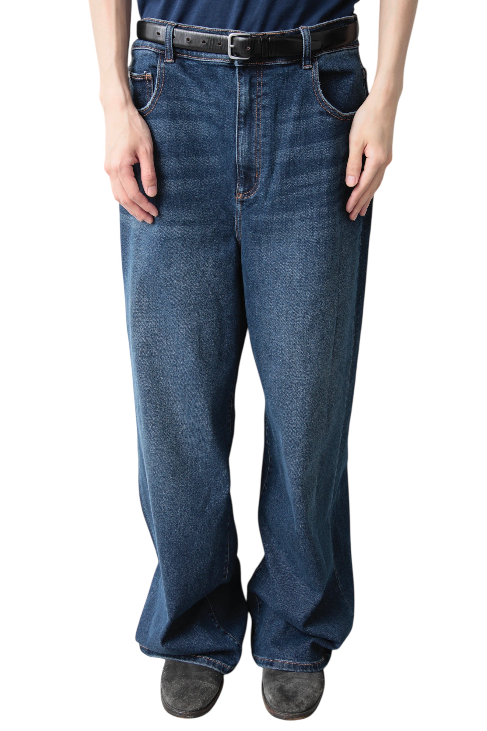 WASHED BLUE WIDE DENIM PANTS