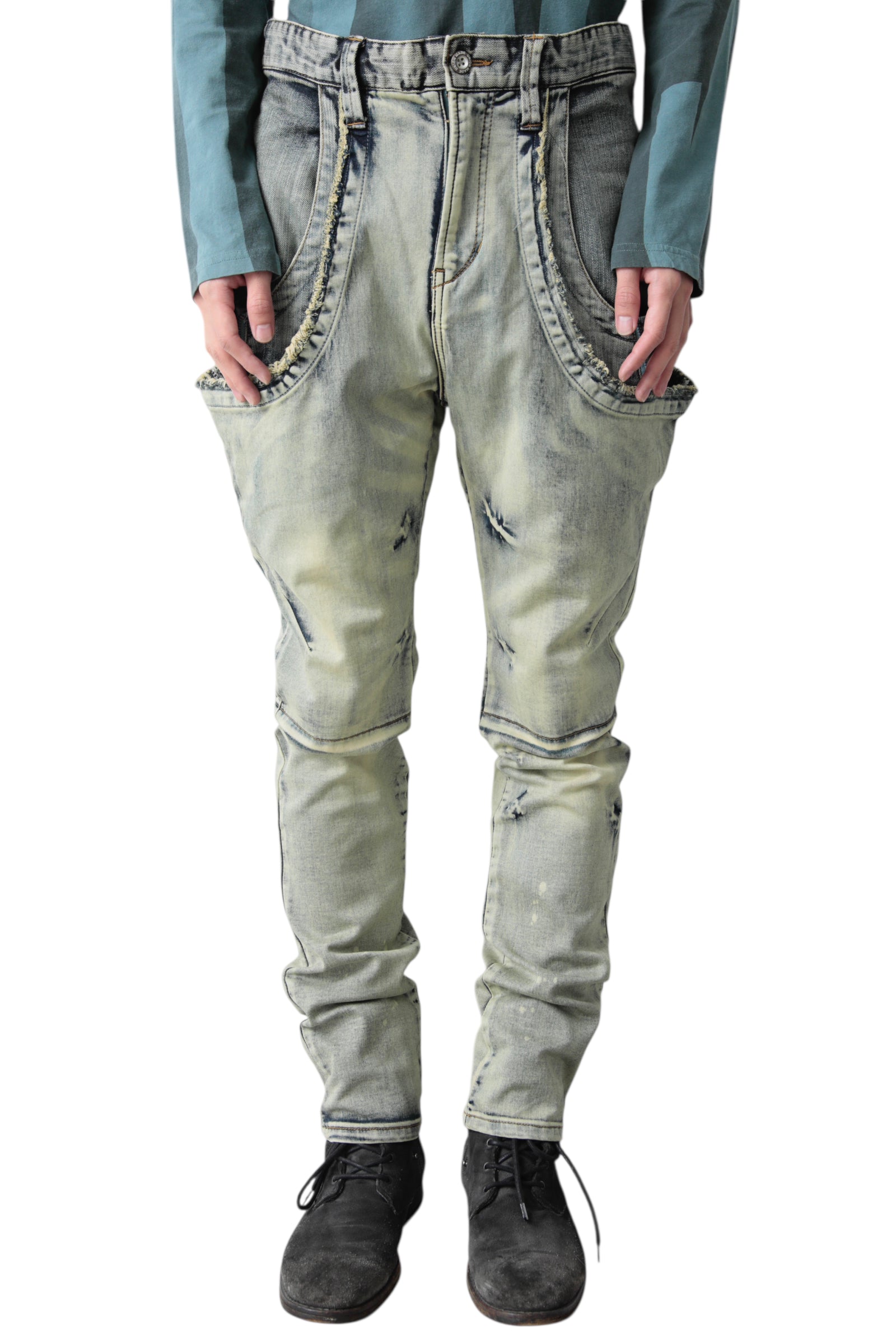 PPFM WASHED ARC POCKET DENIM PANTS