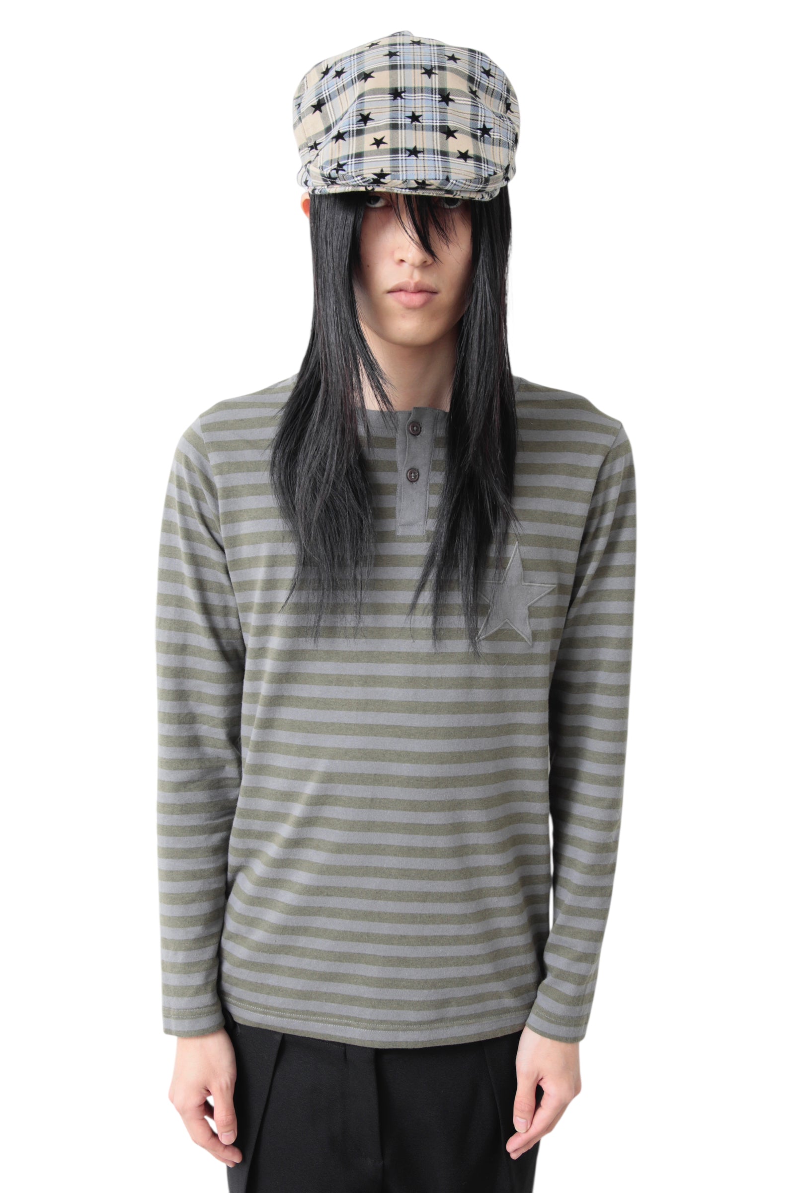 STAR PATCH HENRY NECK T-SHIRT