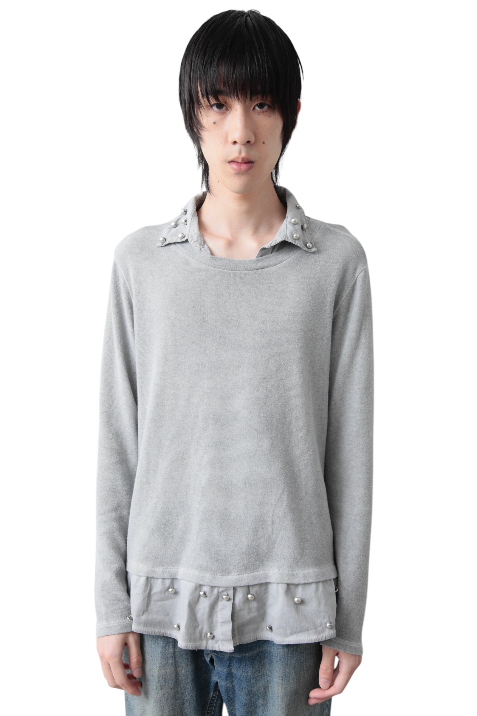 STUDDED SHIRT DOCKING SWEATER