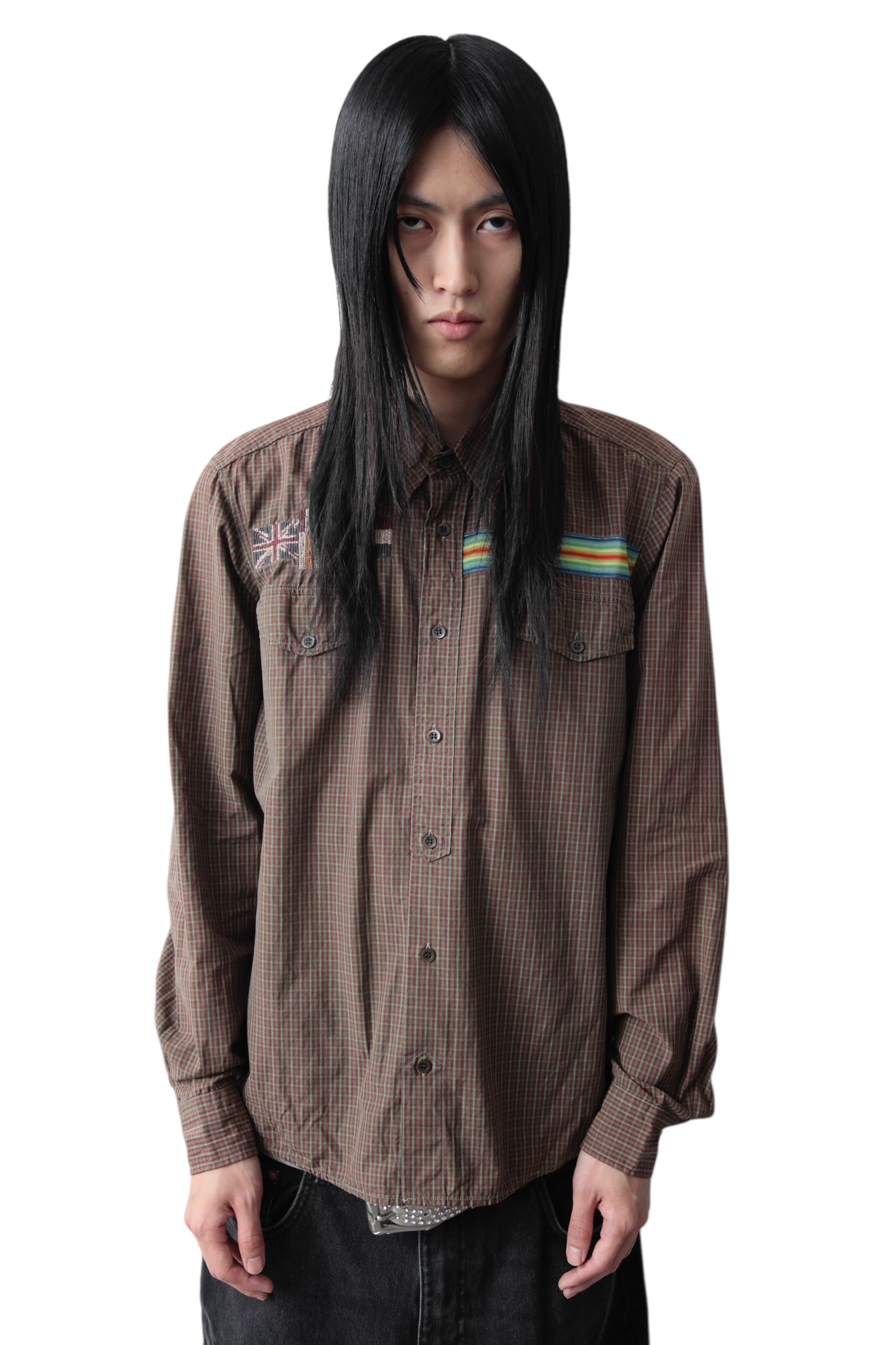 EARLY 2000S DRIES VAN NOTEN COUNTRY PATCH CHECK SHIRT