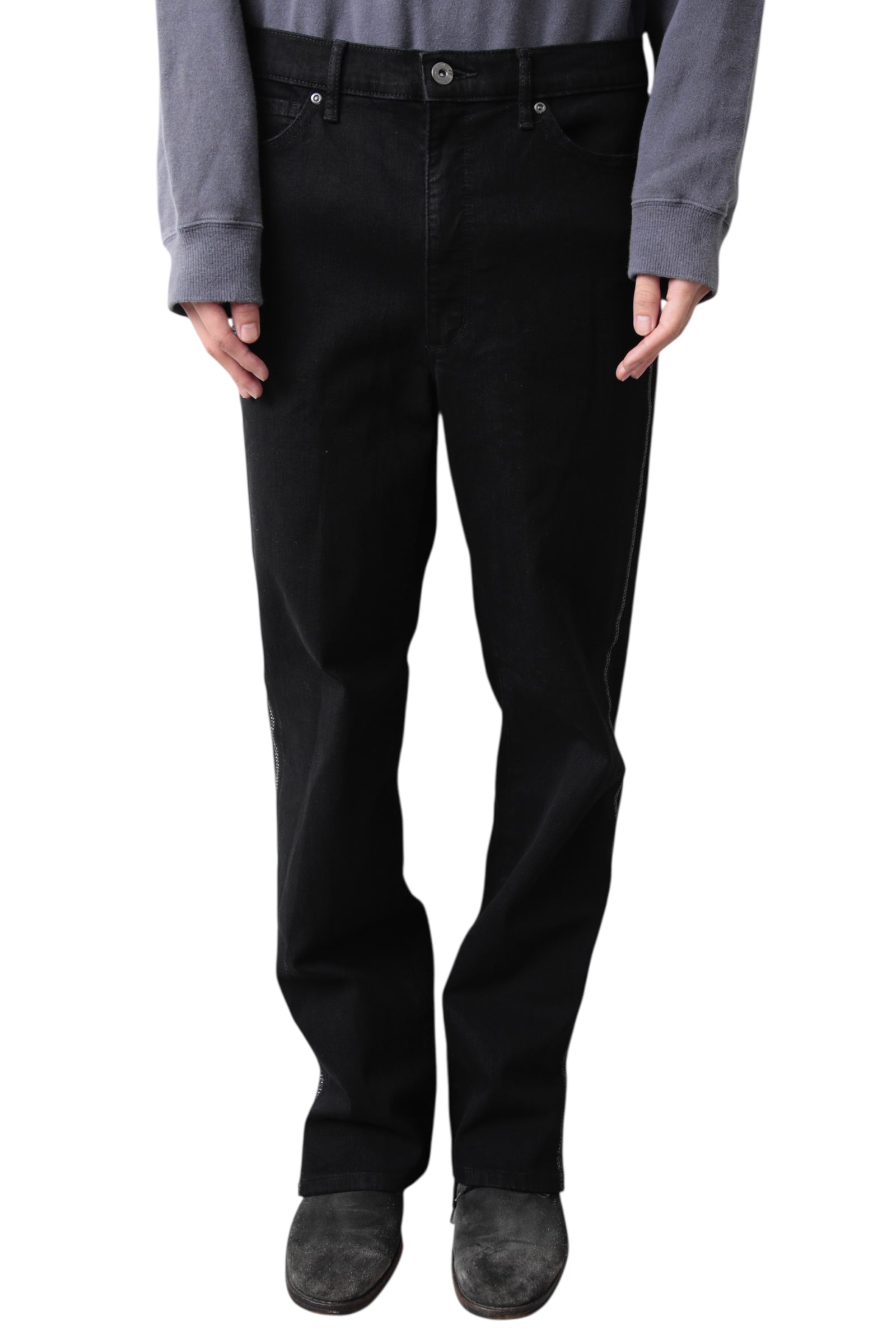 SIDE BIJOU BLACK SLIM DENIM PANTS