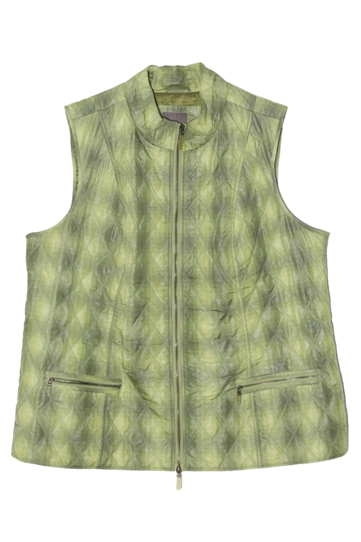 QUILTED CHECK ZIP-UP VEST
