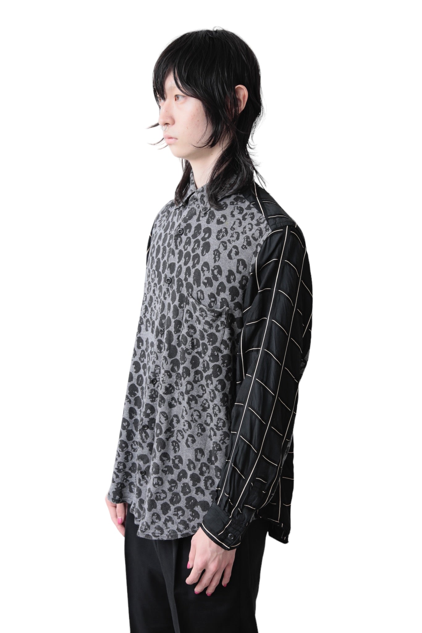 NOZOMI ISHIGURO SWITCHING PATTERNED SHIRT