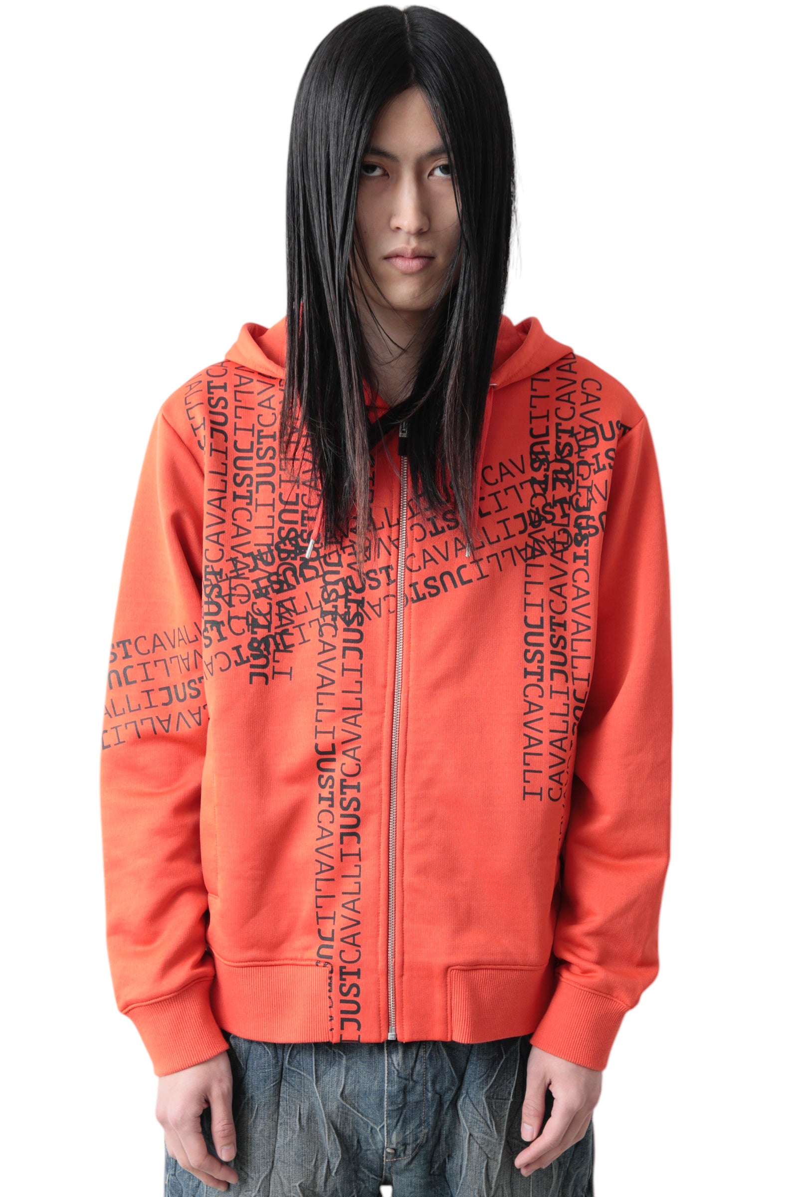 JUST CAVALLI CROSS MONOGRAM ZIP UP HOODIE