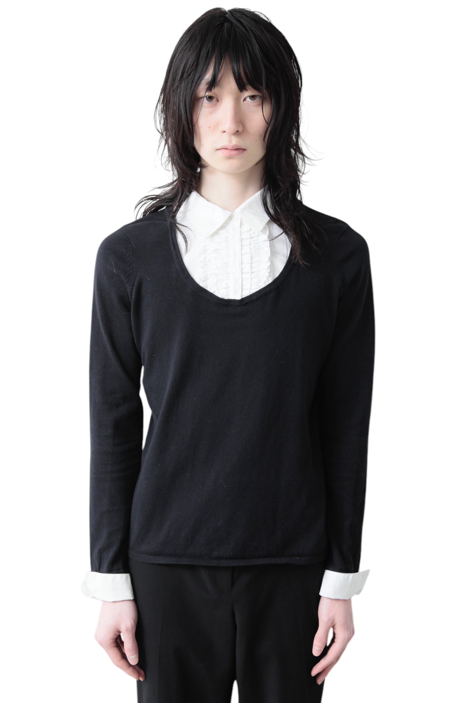 FRILL SHIRT DOCKING SWEATER