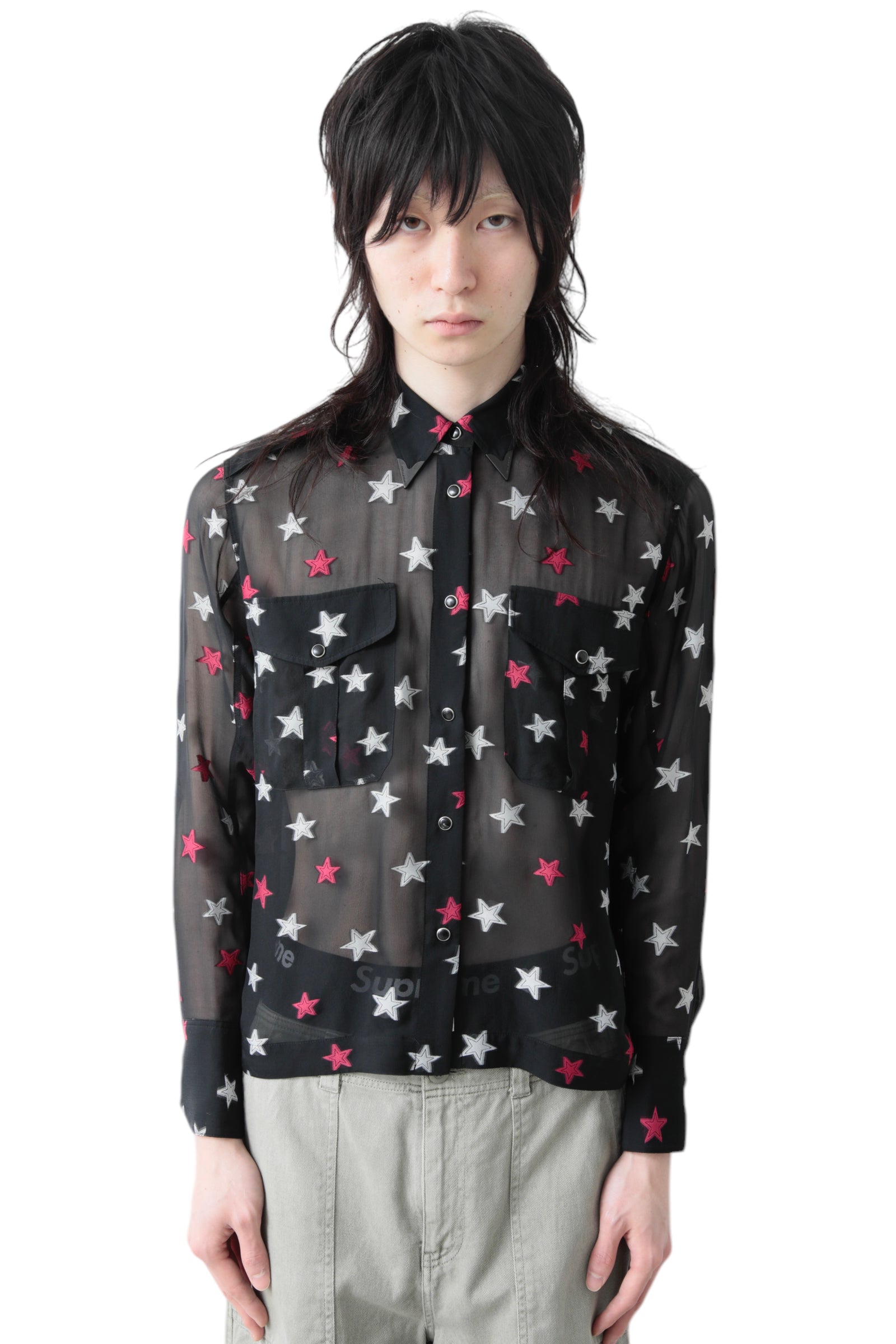 STAR PATCH SEE THROUGH SHIRT
