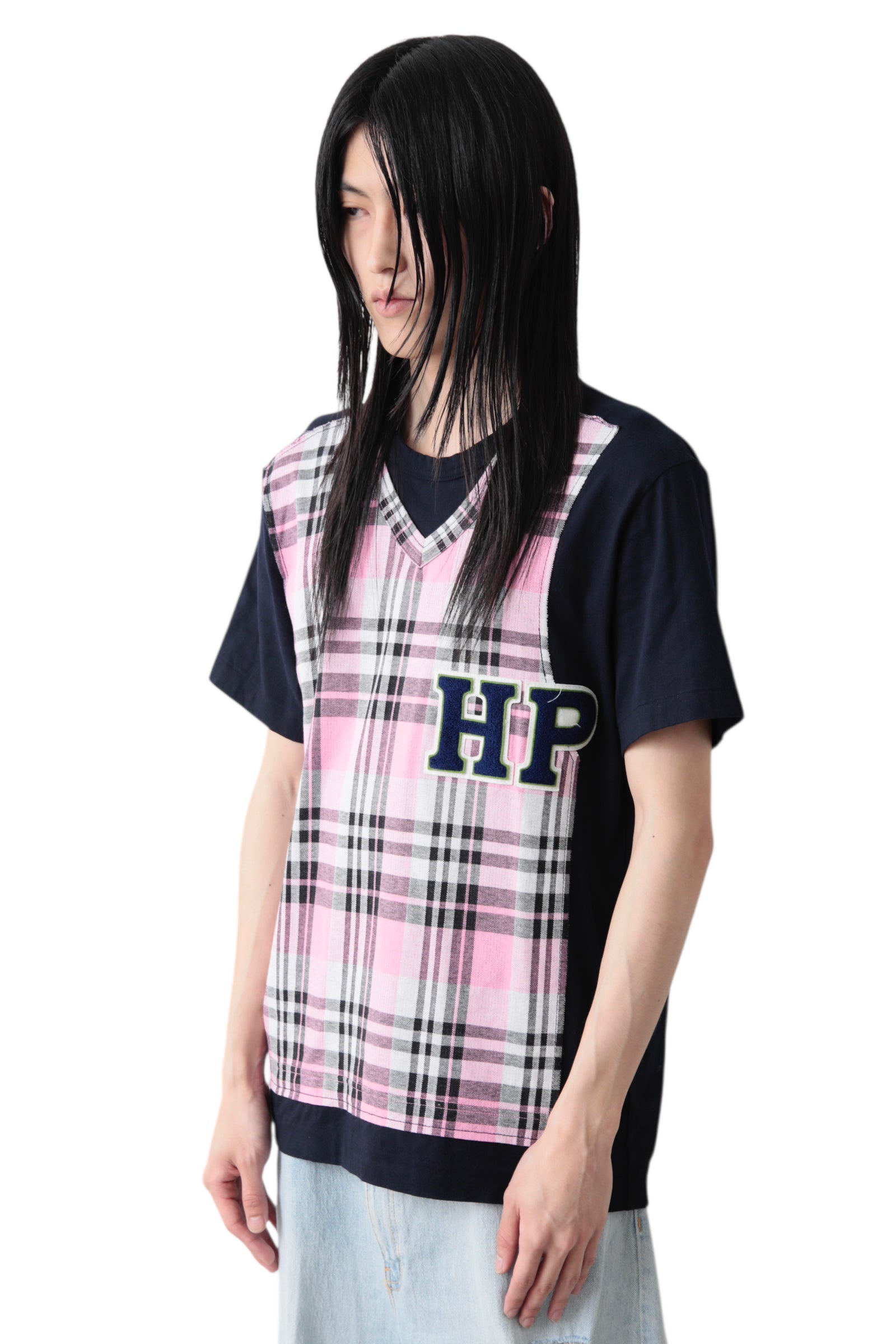 AD2009 COMME DES GARCONS HOMME PLUS FAKE LAYERED CHECK VEST T-SHIRT