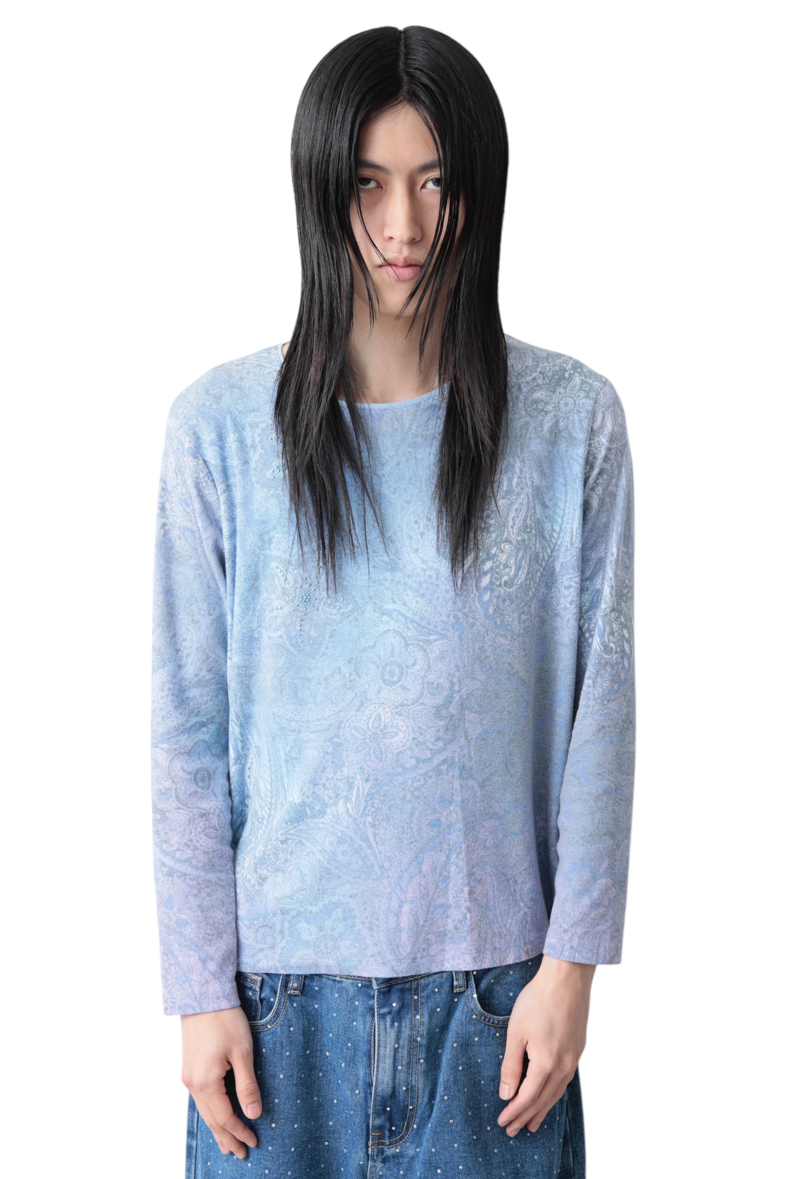 ETHNIC PATTERNED LONG SLEEVE T-SHIRT