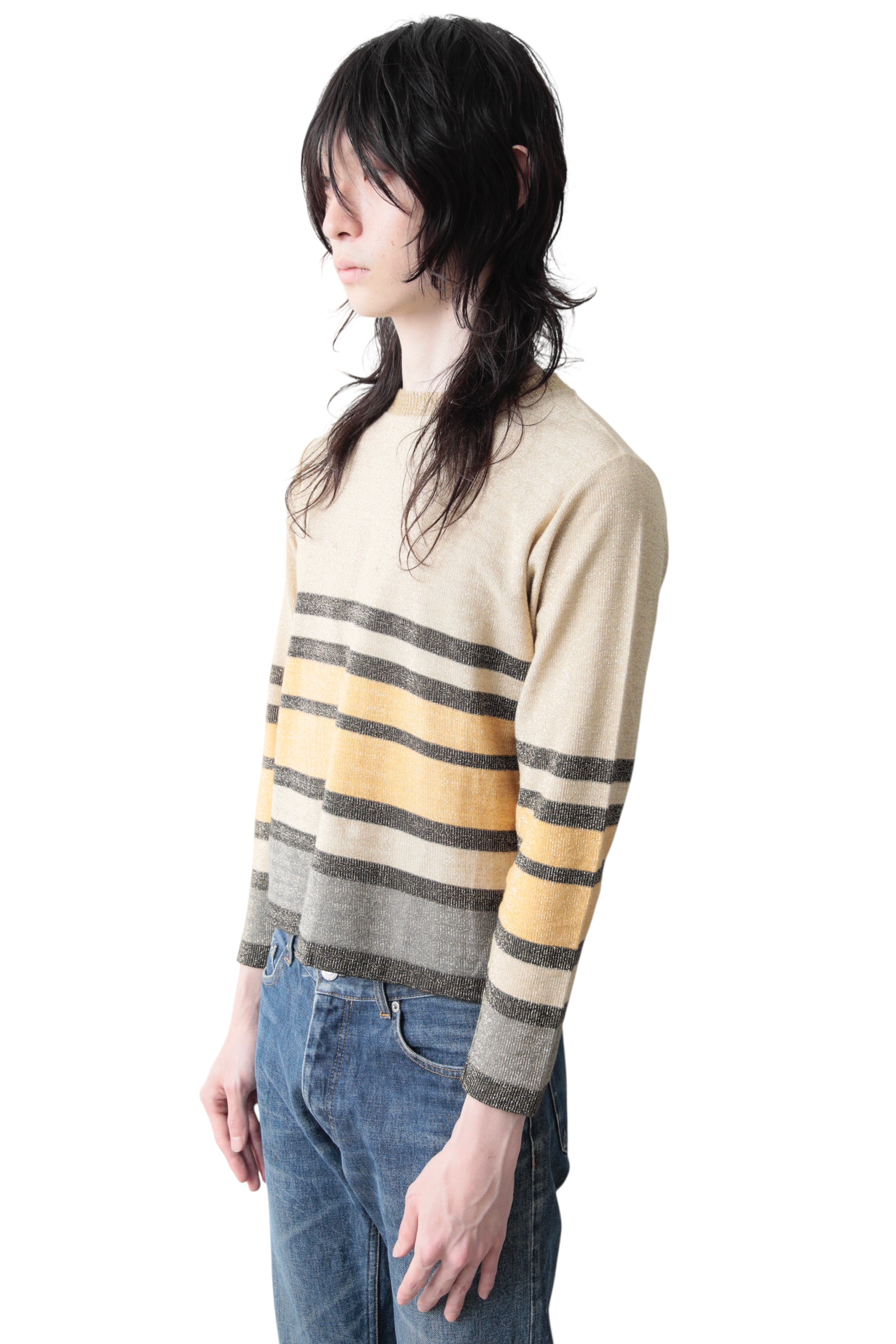 LAME BORDER LONG SLEEVE TOP