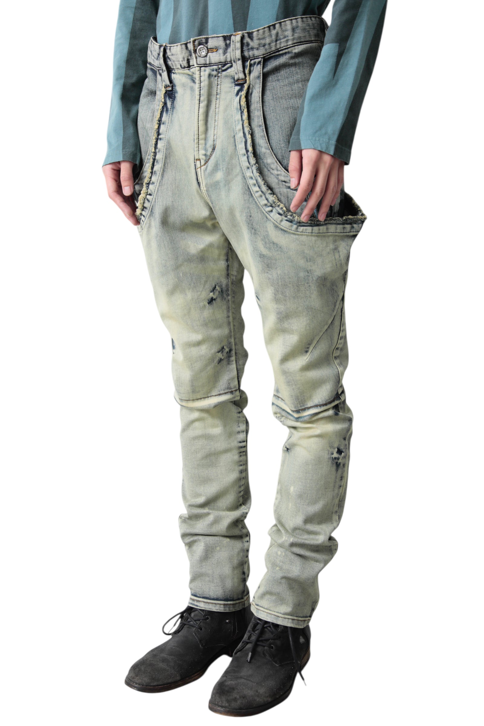 PPFM WASHED ARC POCKET DENIM PANTS