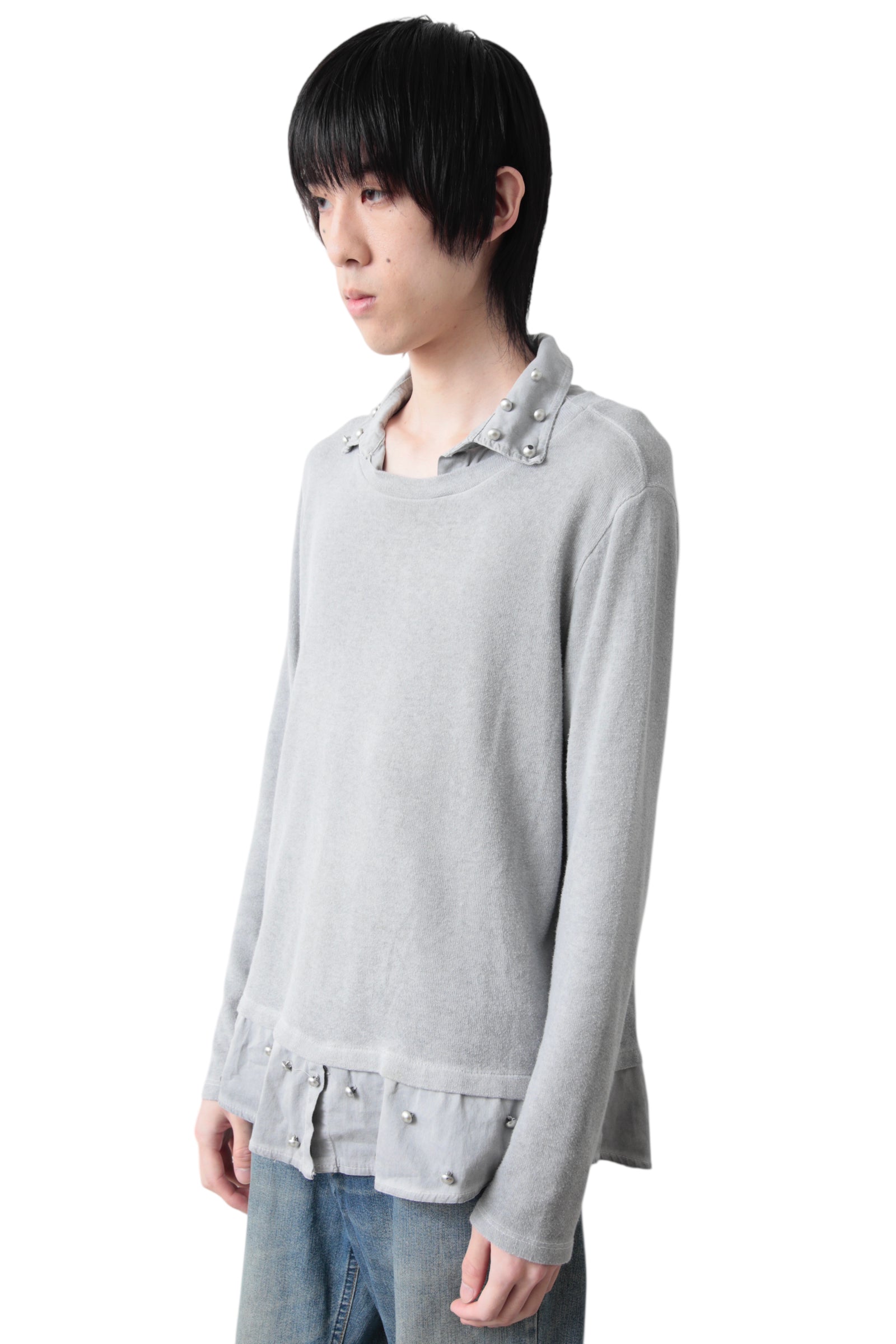 STUDDED SHIRT DOCKING SWEATER