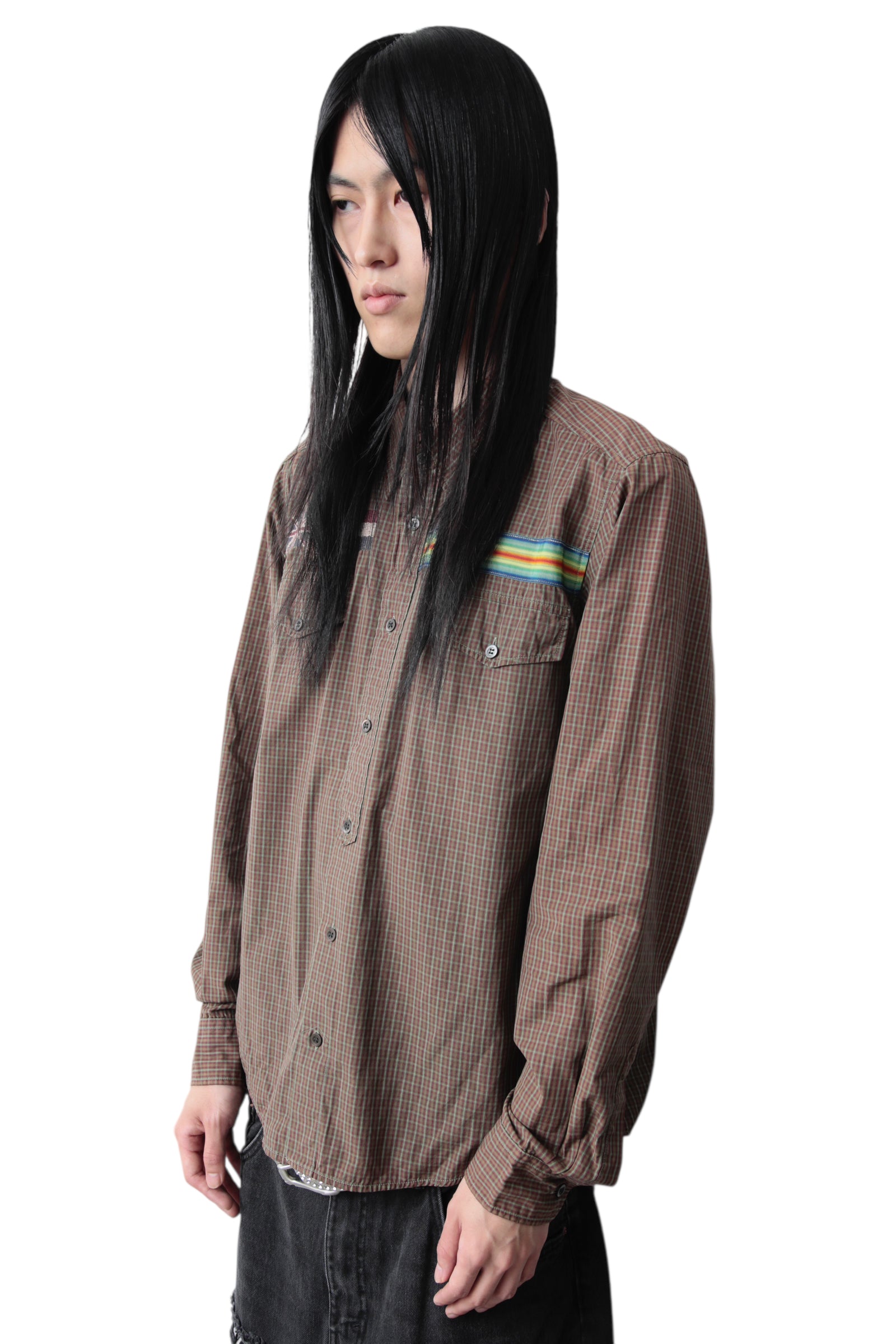 EARLY 2000S DRIES VAN NOTEN COUNTRY PATCH CHECK SHIRT