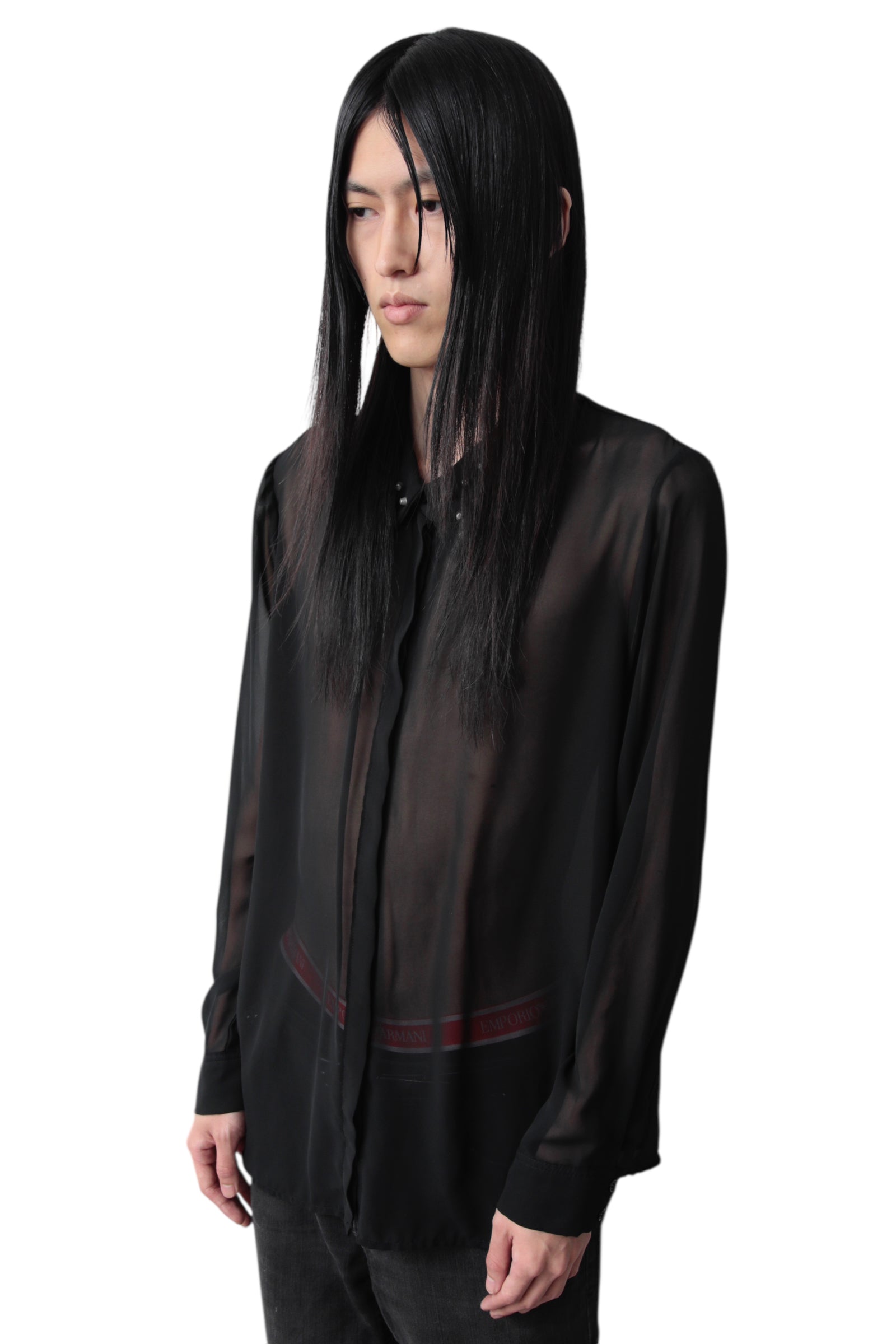 STUDDED COLLAR SEE THROUGH SHIRT