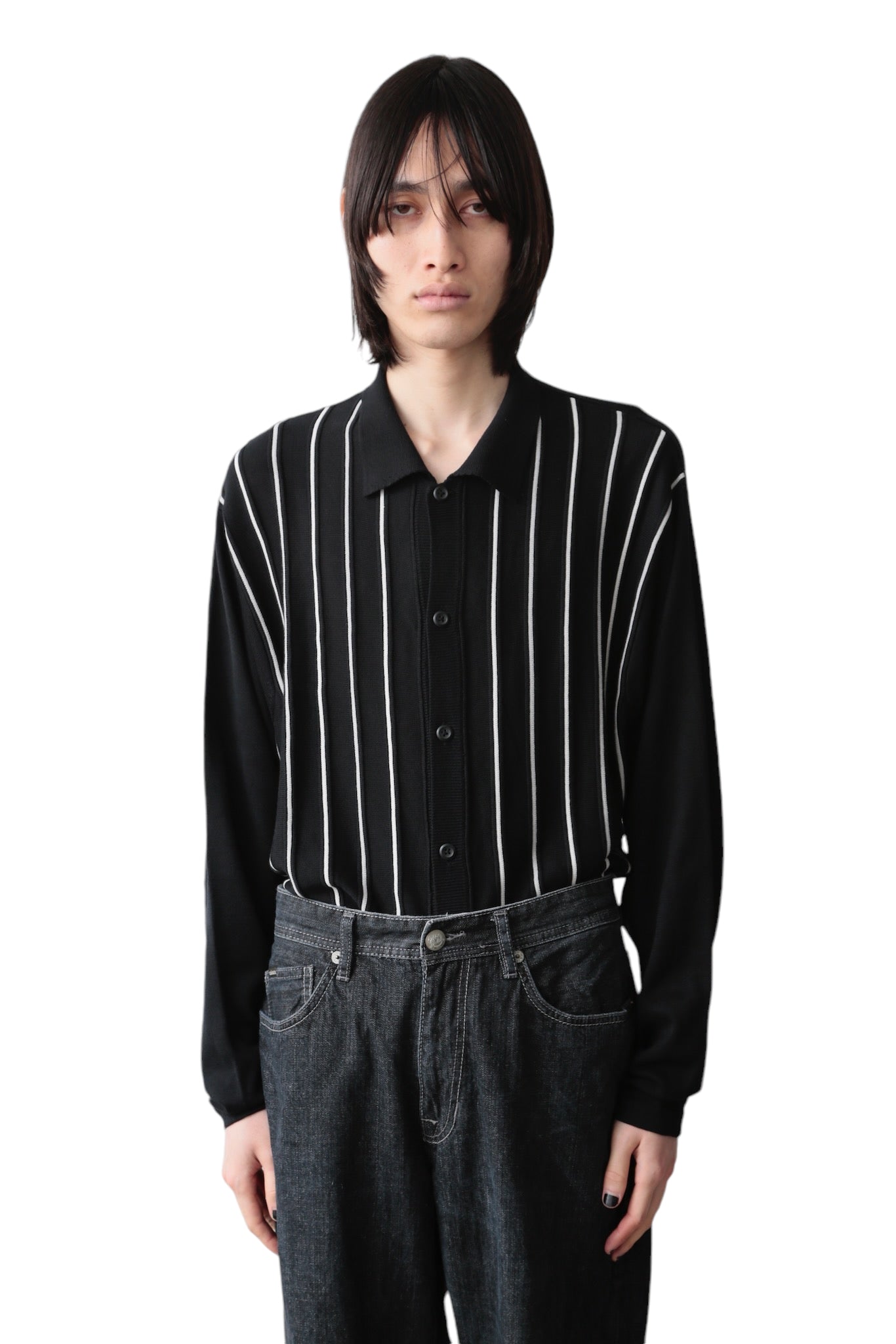 STRIPED SILK KNIT SHIRT