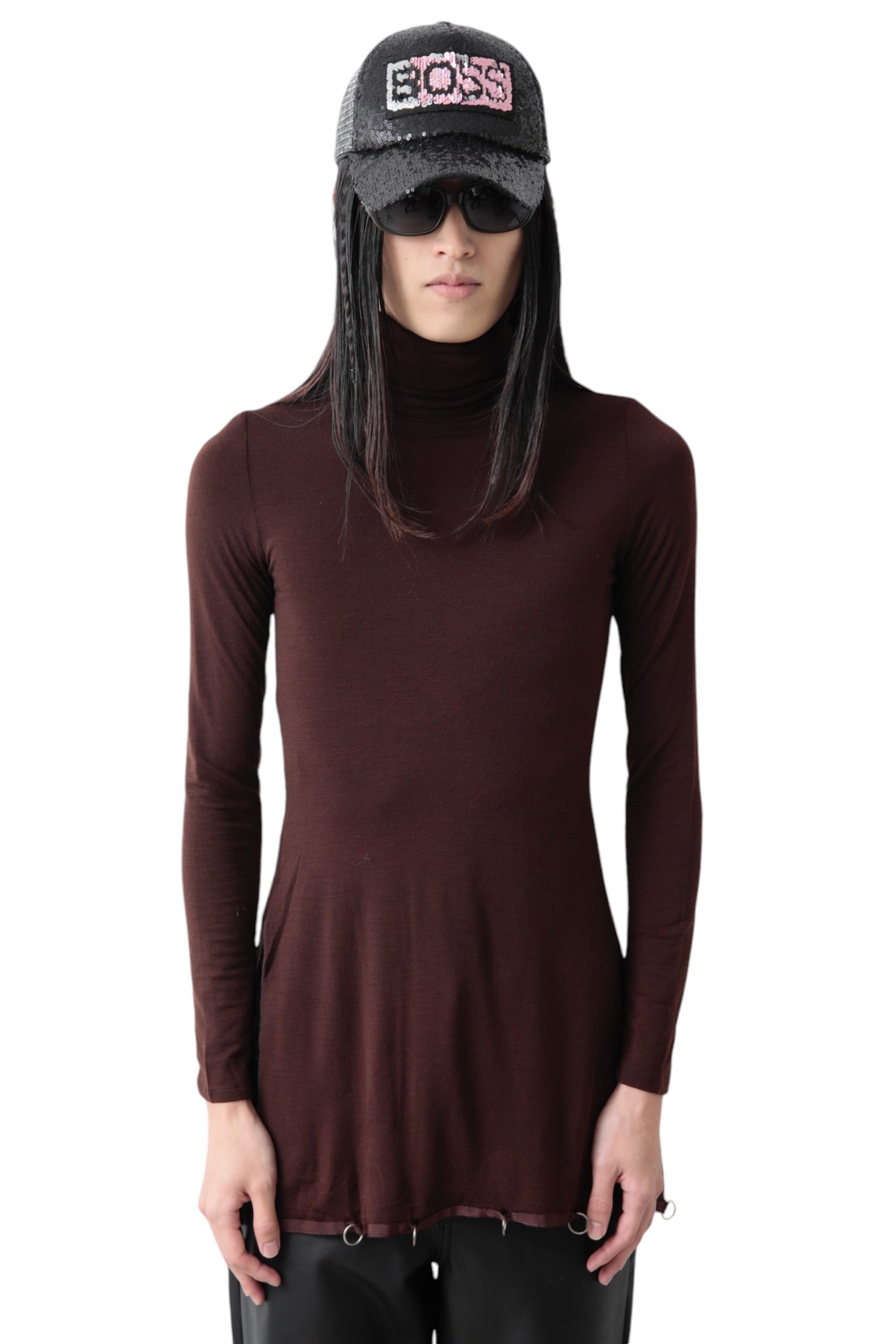 JEAN PAUL GAULTIER EYELET TIGHT TURTLENECK SWEATER