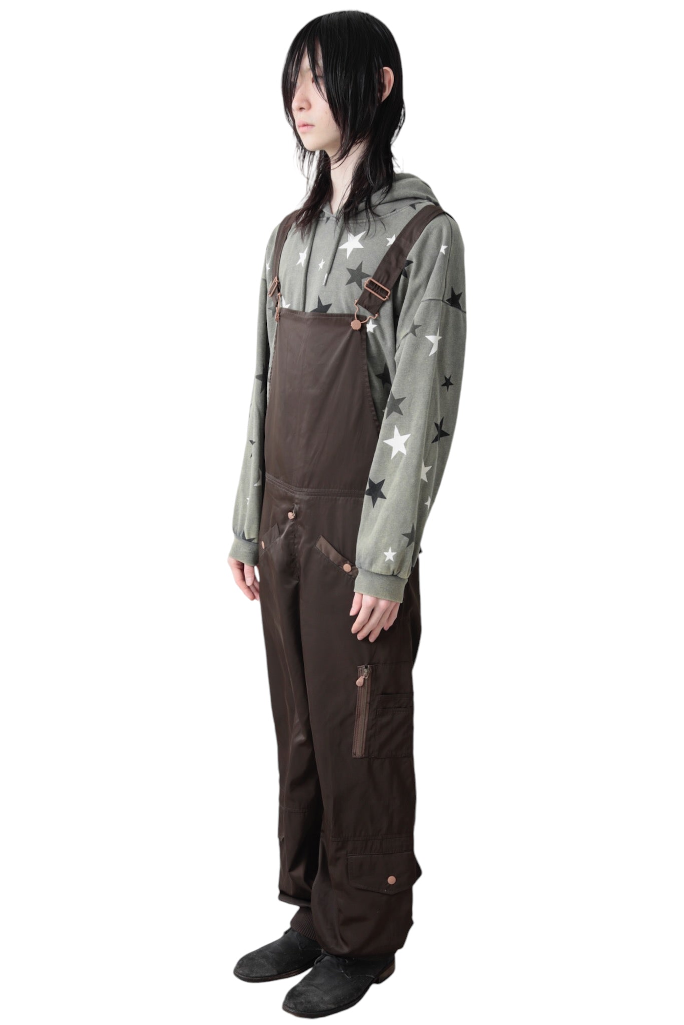 JEAN PAUL GAULTIER MULTI POCKET SATIN OVERALLS