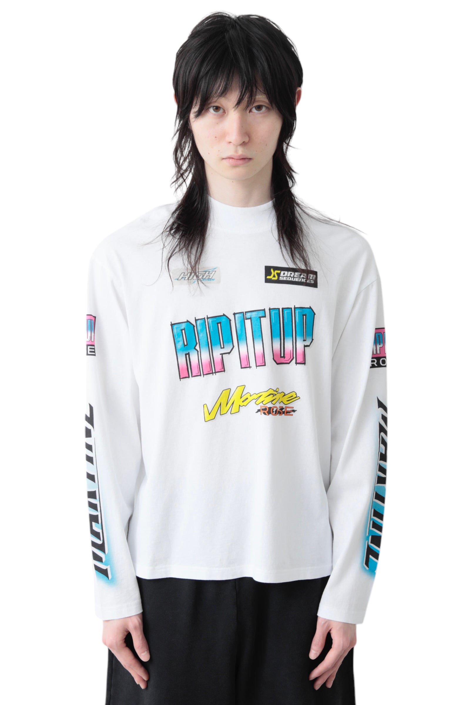 MARTINE ROSE FUNNEL NECK L/S T-SHIRT