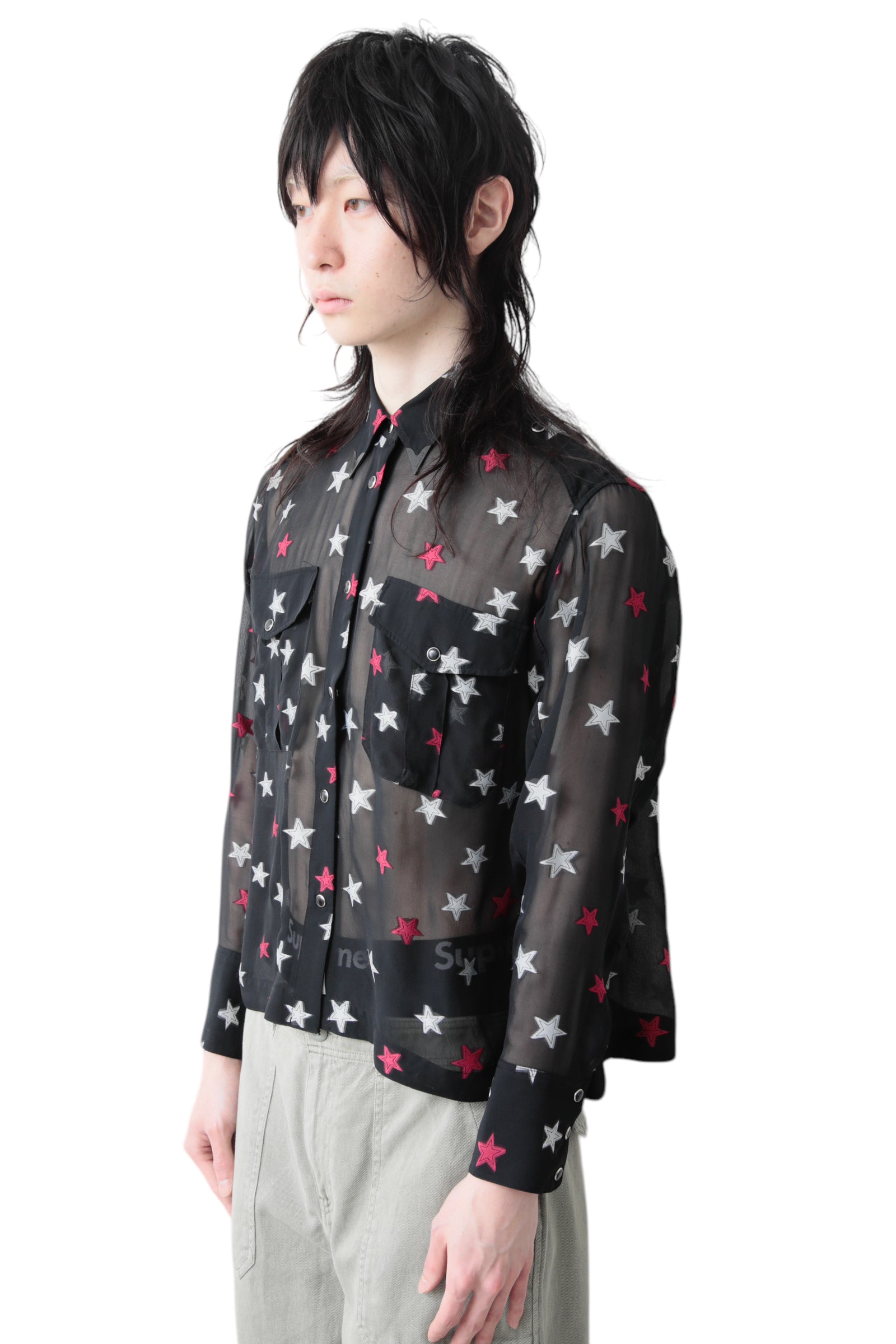 STAR PATCH SEE THROUGH SHIRT