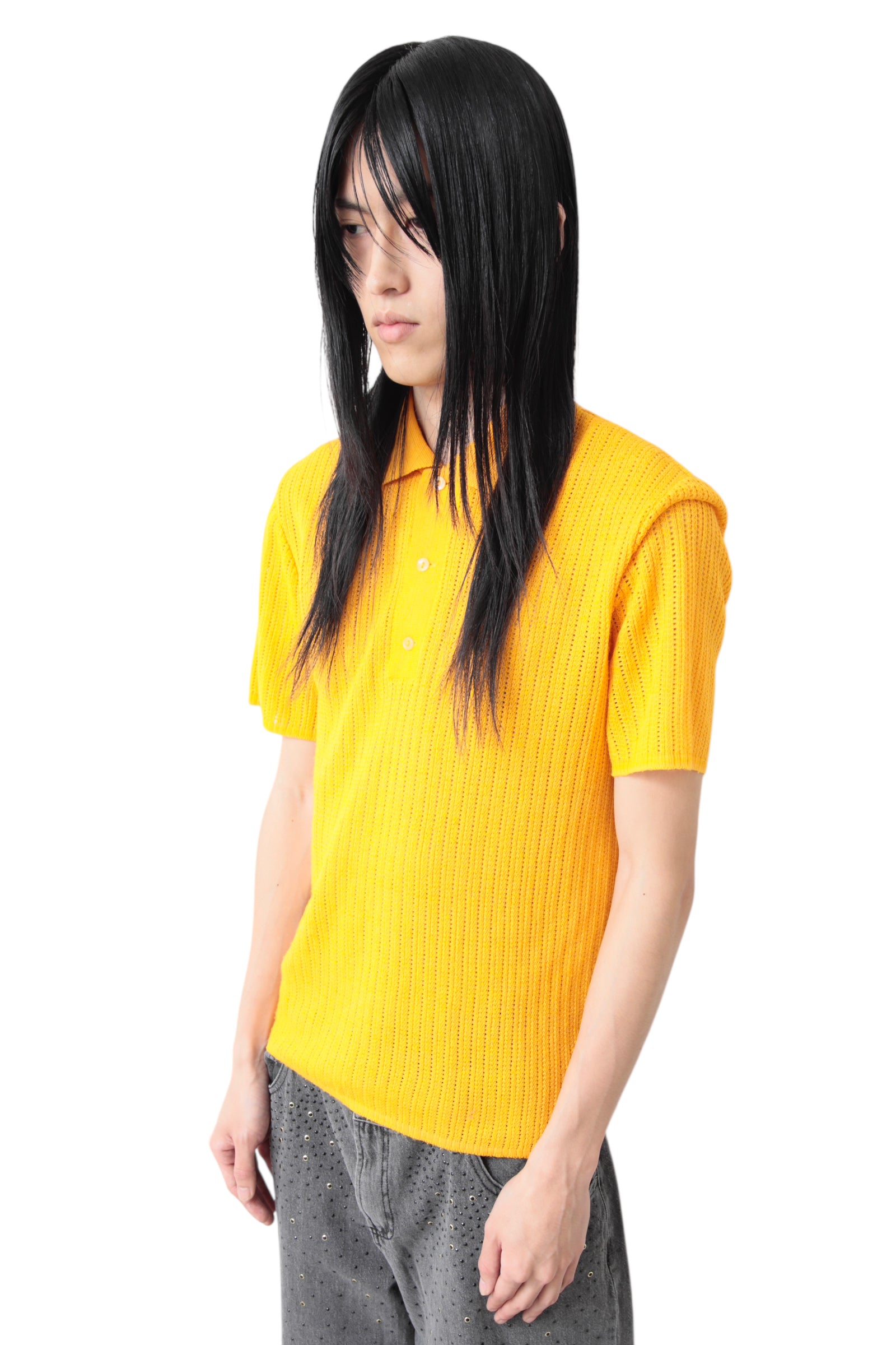 LACED SHORT SLEEVE POLO SHIRT