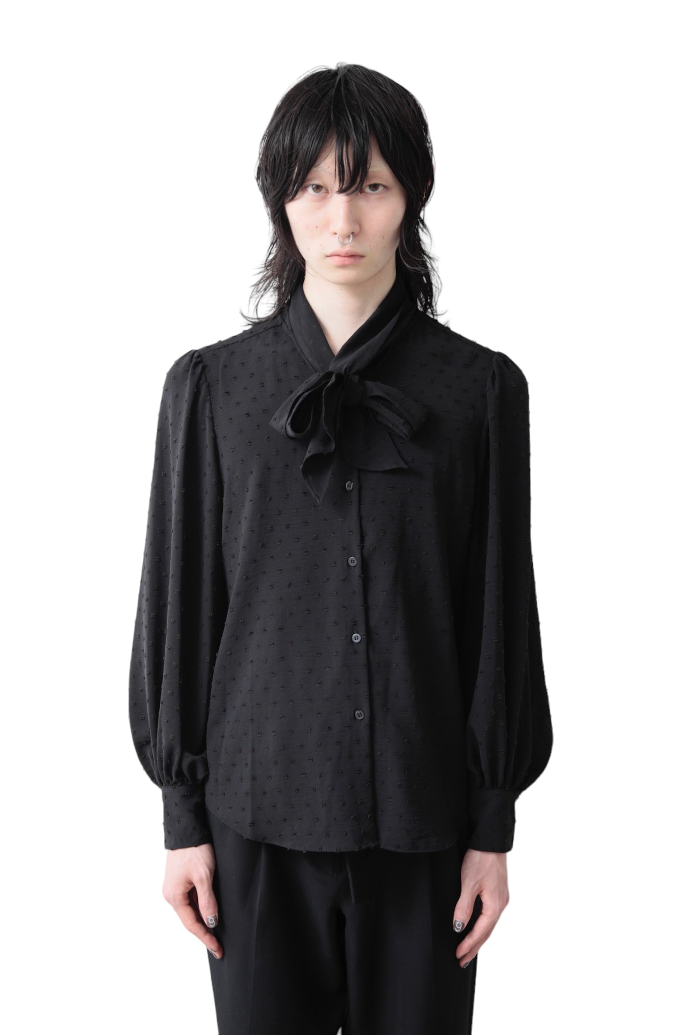 BLACK DOT RIBON SHIRT