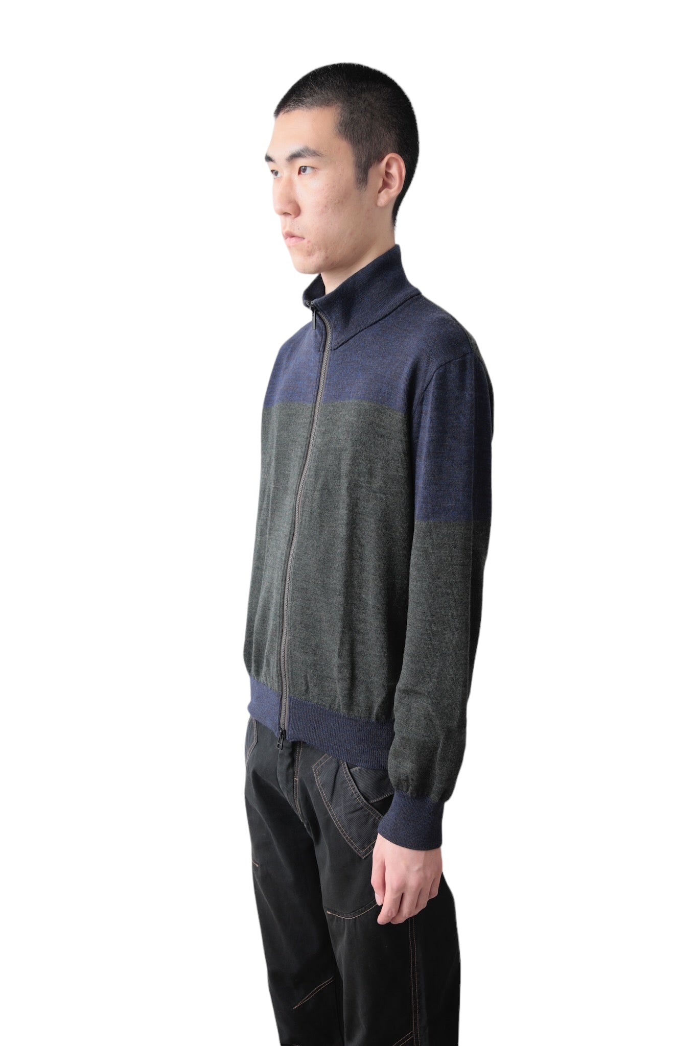 ISSEY MIYAKE BI COLOR DRIVERS KNIT BLOUSON