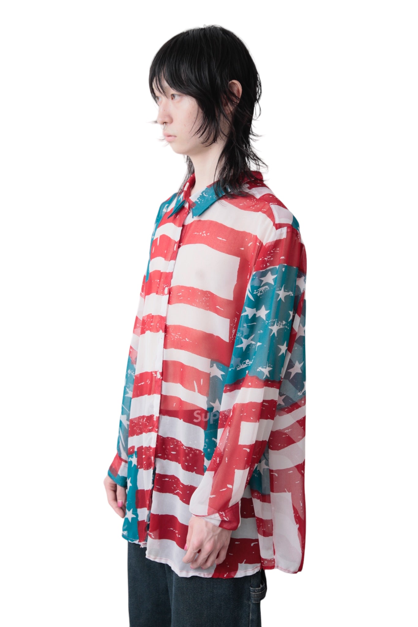 SEE THROUGH US FLAG SHIRT