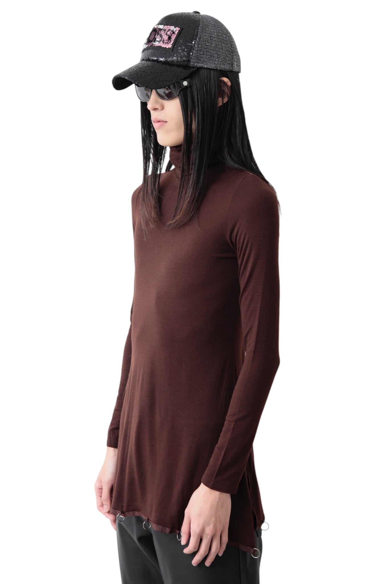 JEAN PAUL GAULTIER EYELET TIGHT TURTLENECK SWEATER