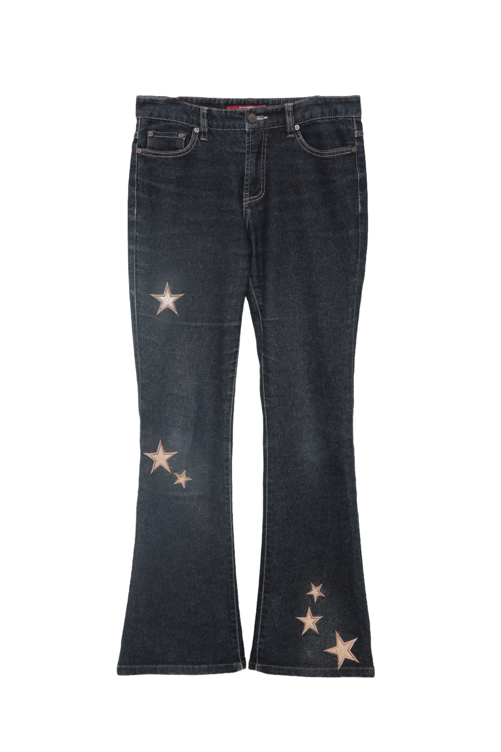 STAR EMBROIDERY FLARE EDNIM PANTS