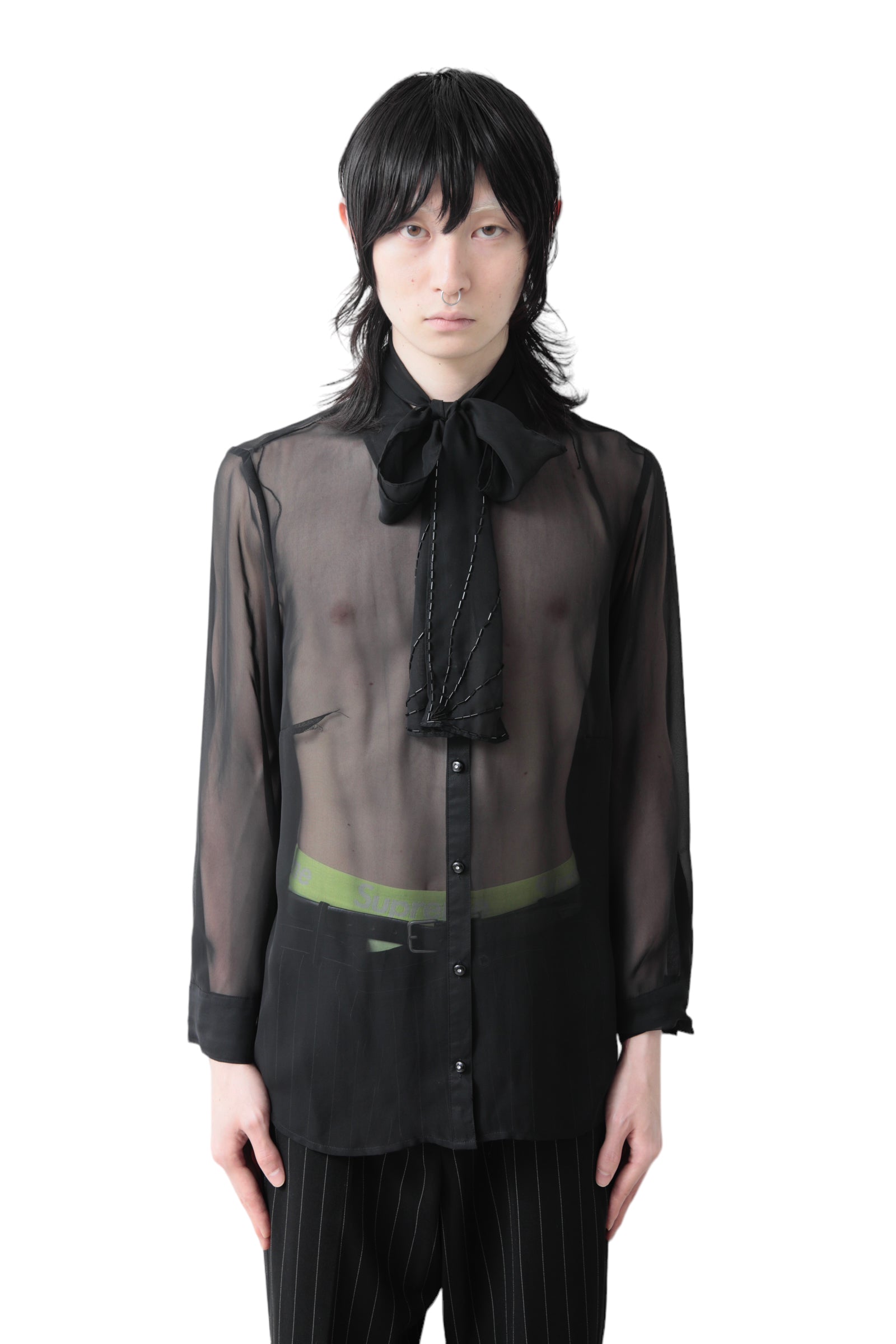 SEE-THROUGH RIBON SHIRT